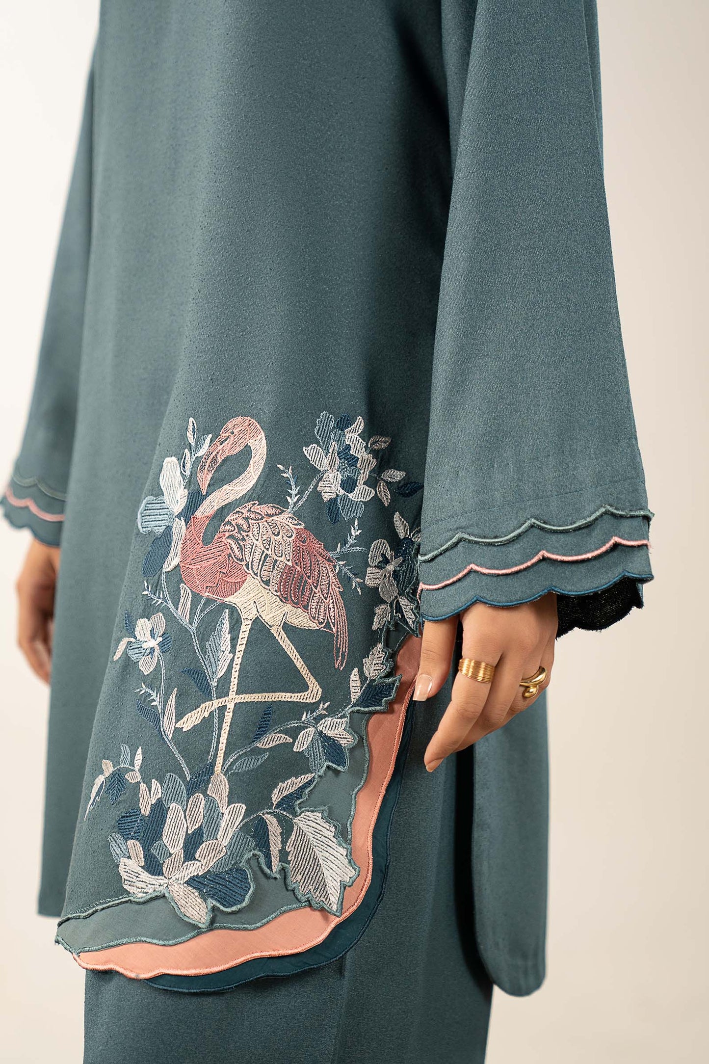 2 Pc Embroidered Silk Karandi Suit