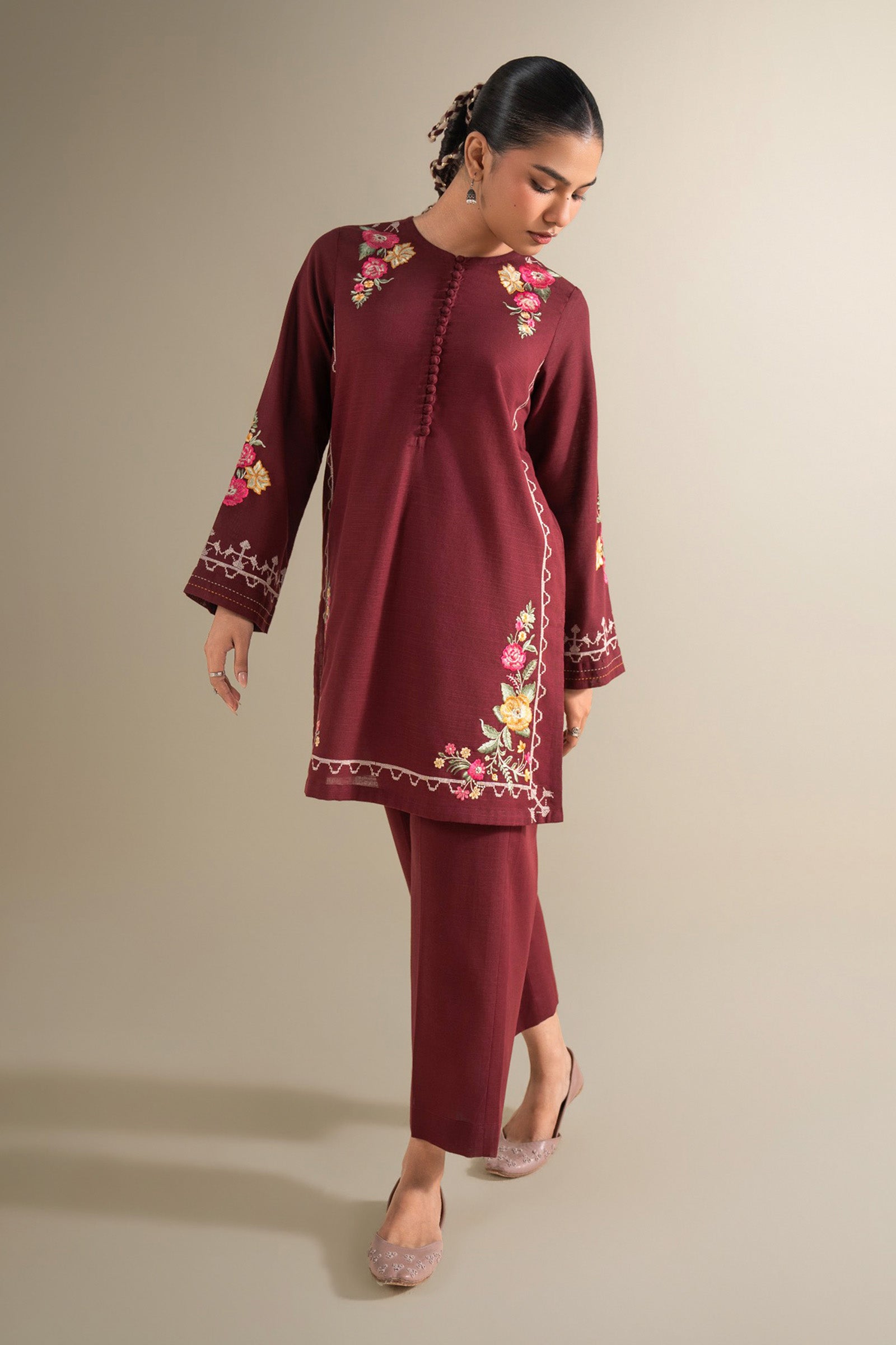2 Pc Embroidered Khaddar Suit
