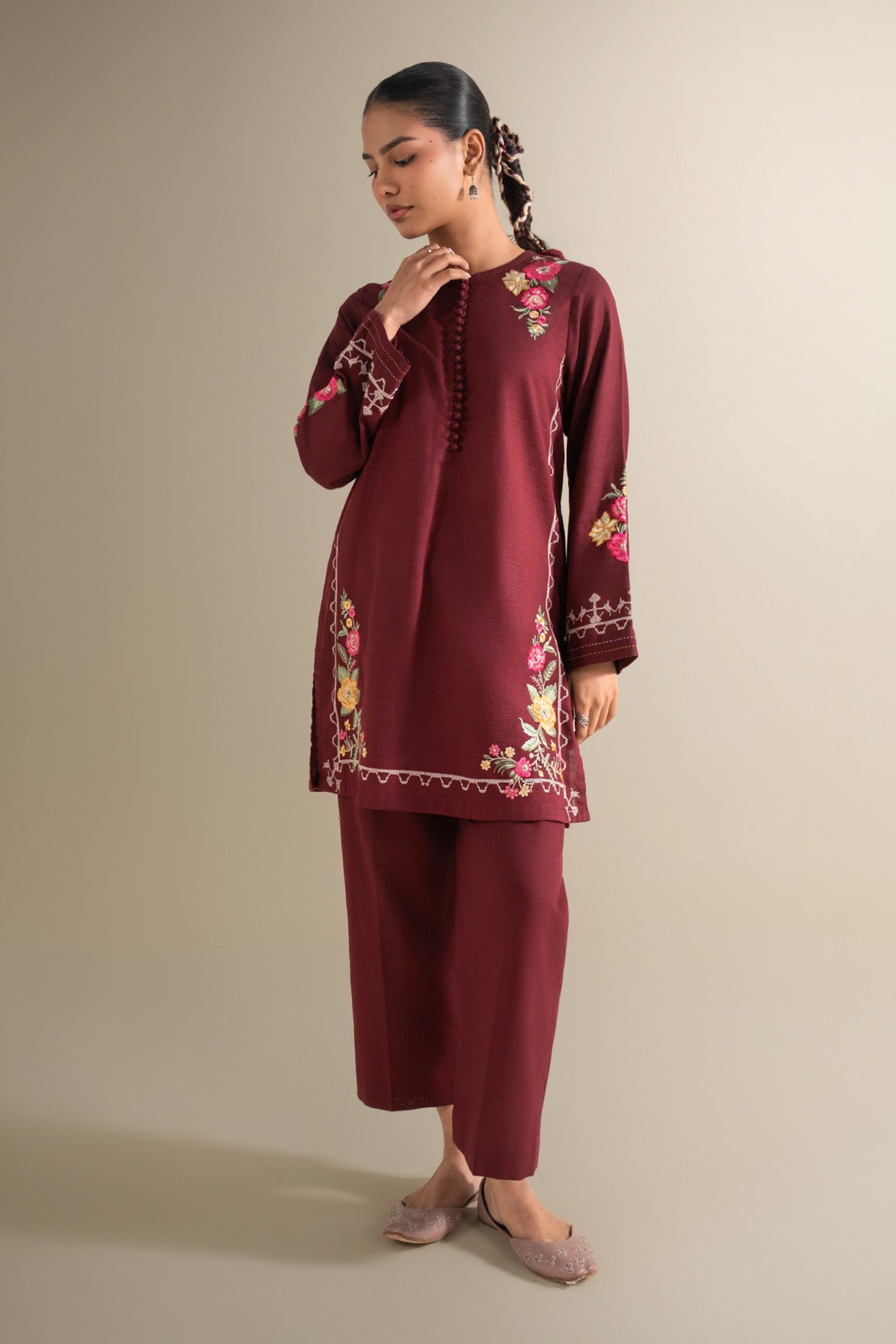2 Pc Embroidered Khaddar Suit