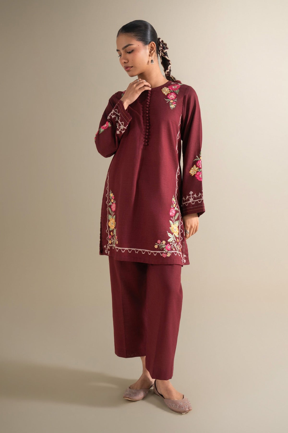 2 Pc Embroidered Khaddar Suit
