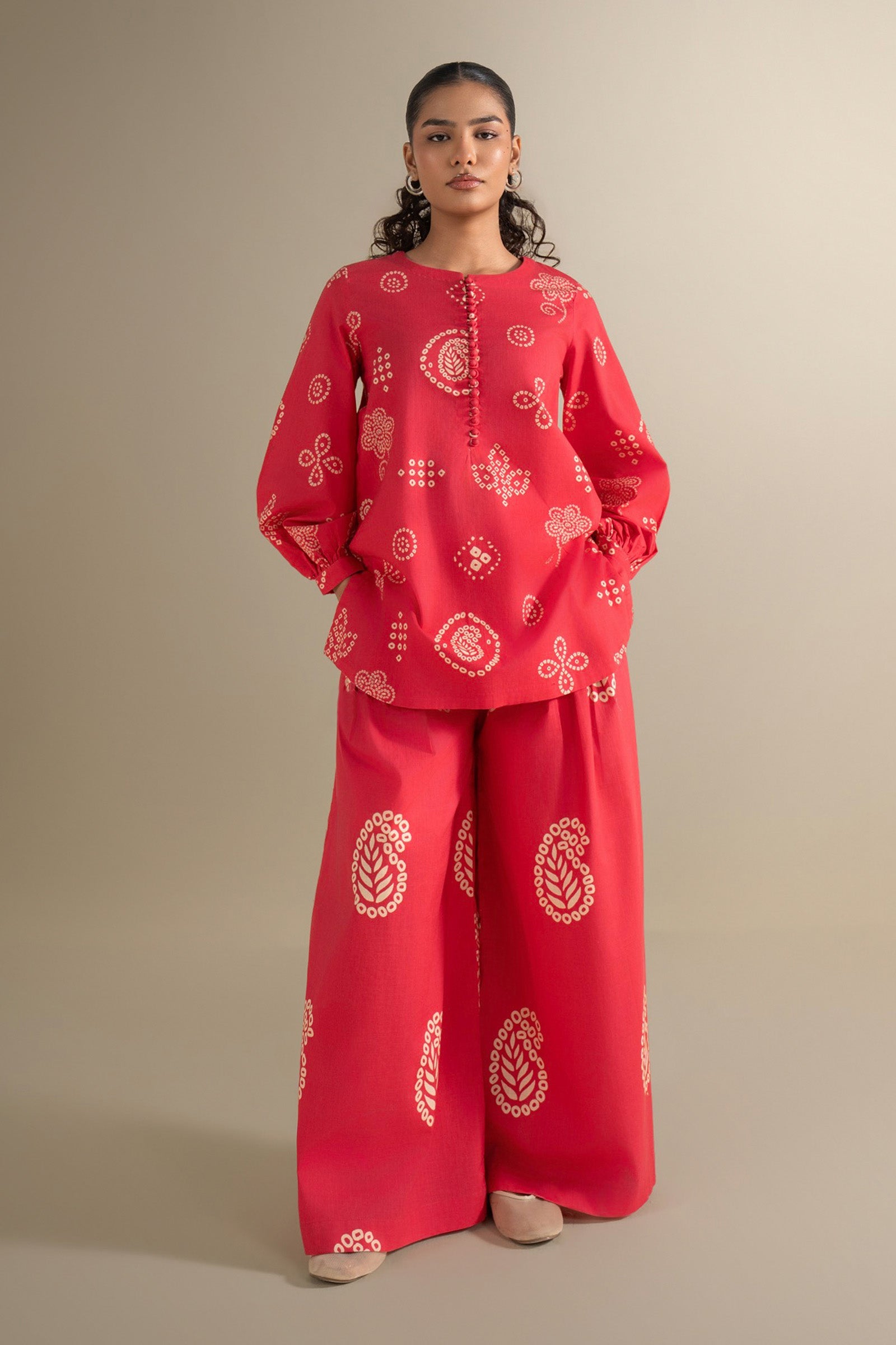 2 Pc Printed Twill Suit