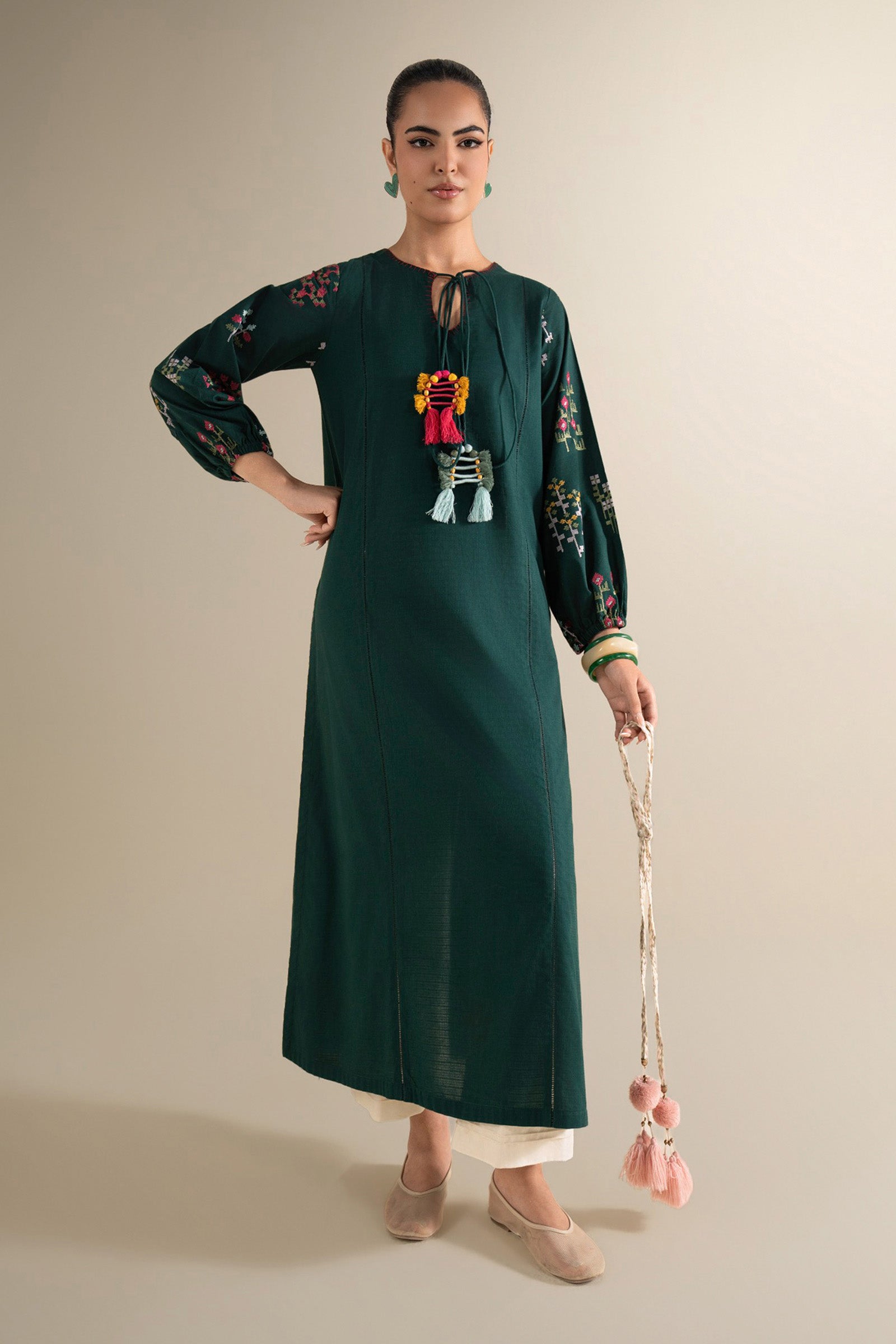 Embroidered Cotton Dobby Shirt