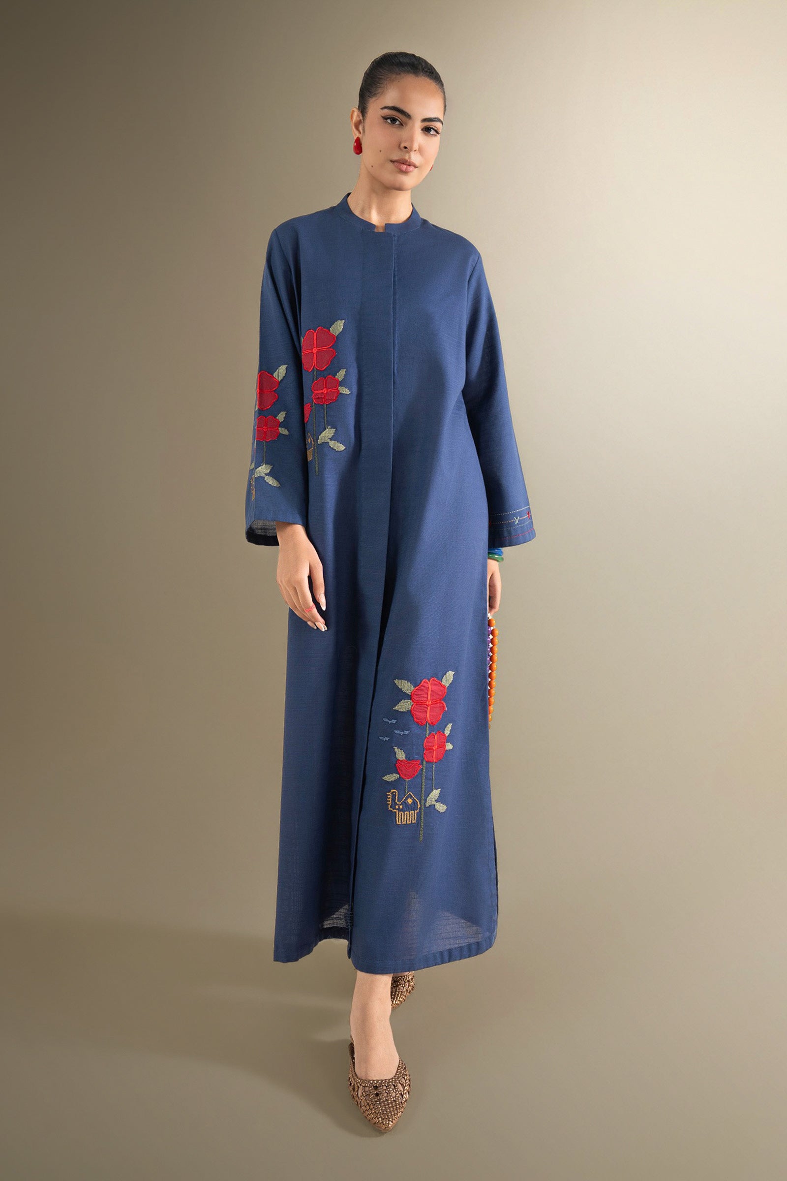 Embroidered Slub Khaddar Shirt