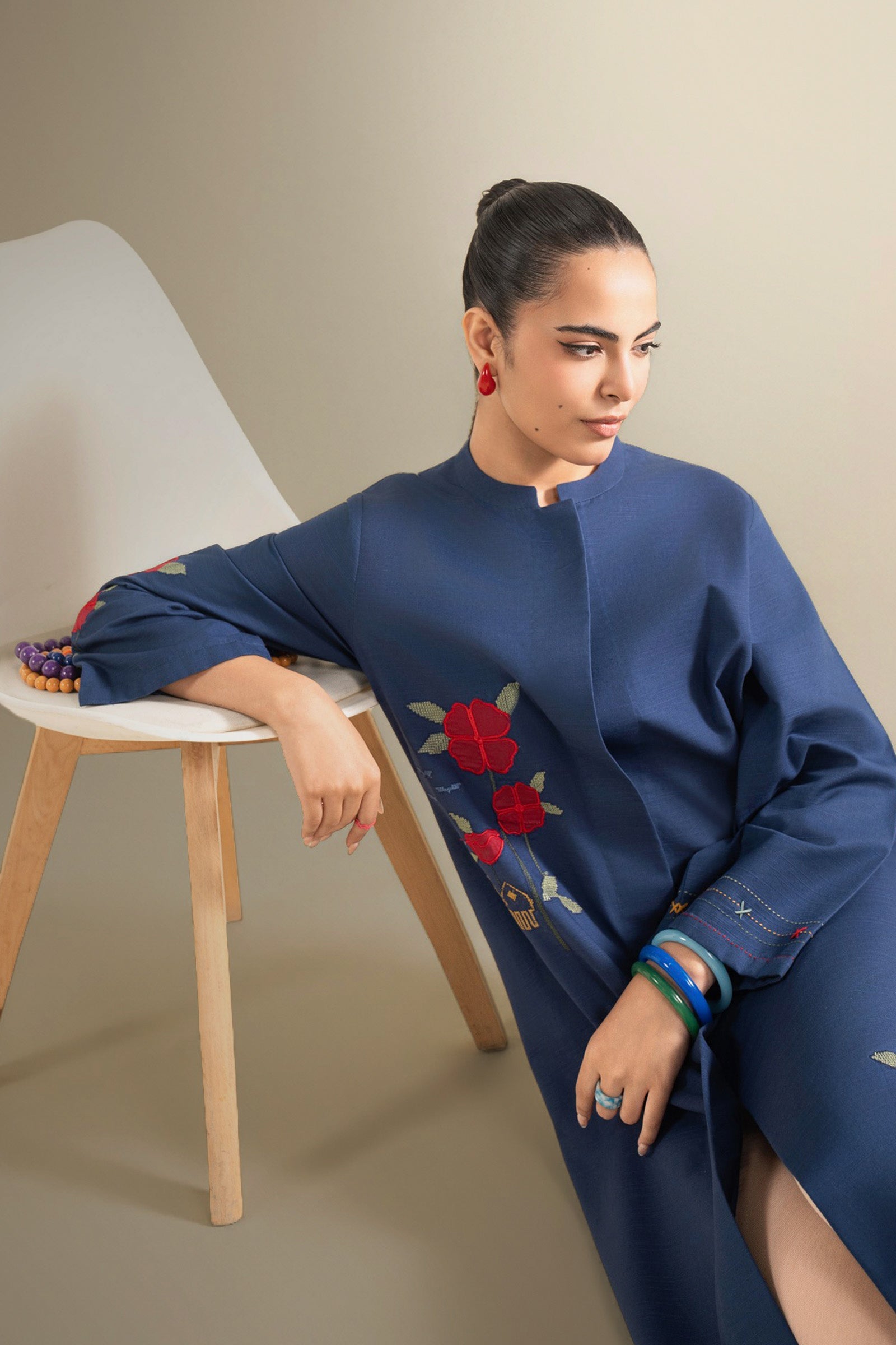 Embroidered Slub Khaddar Shirt