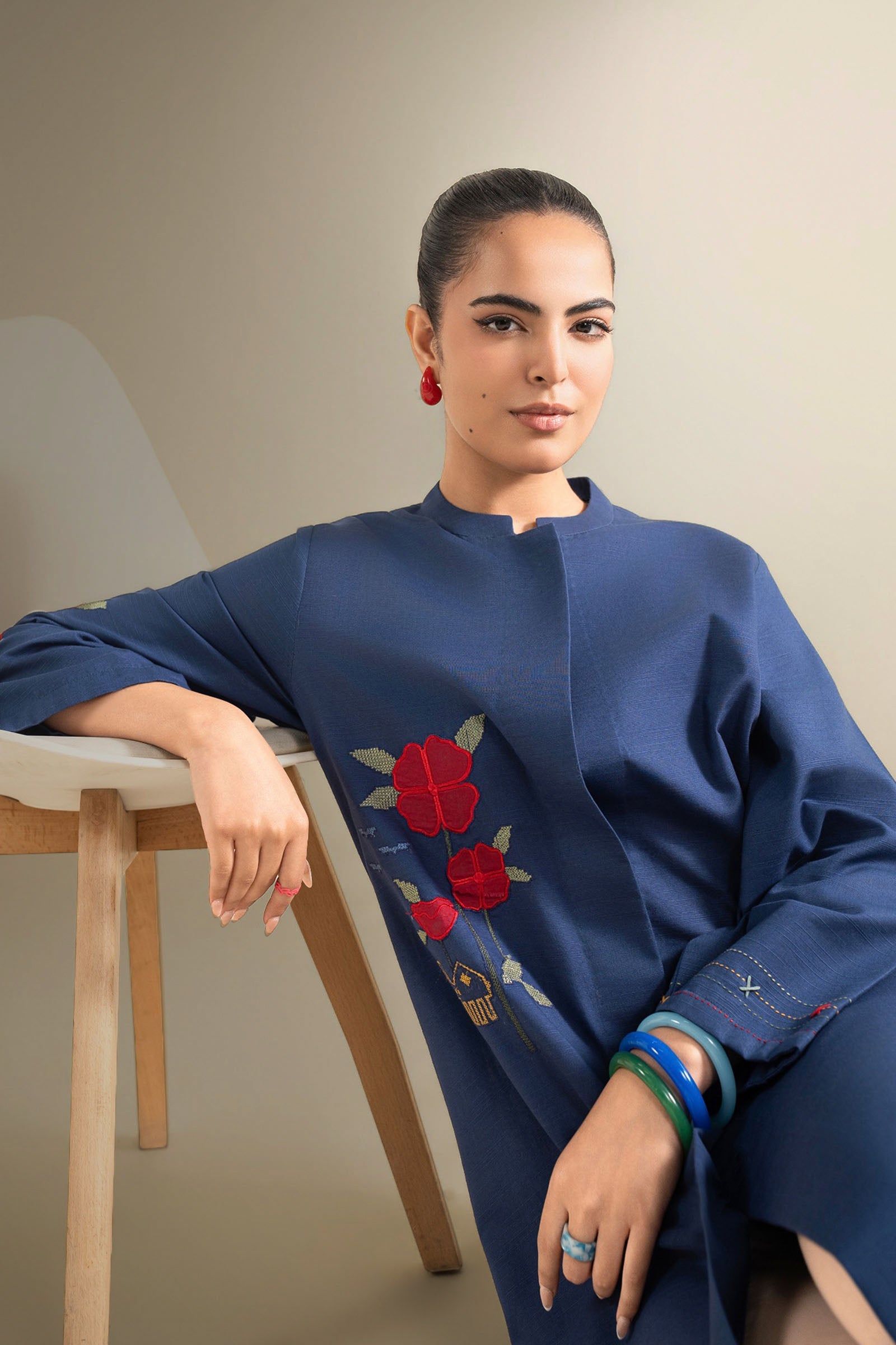Embroidered Slub Khaddar Shirt