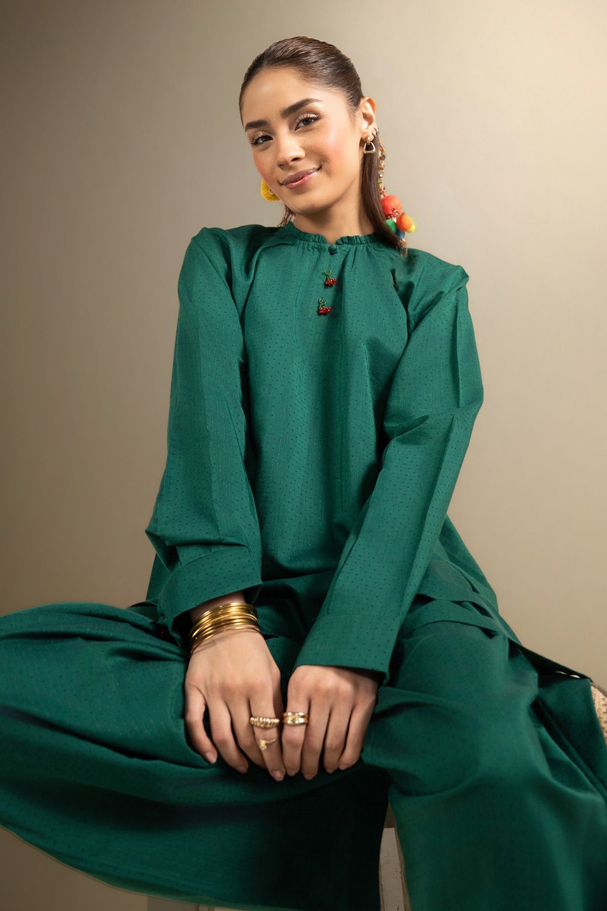 2 Pc Dyed Dobby Viscose Suit