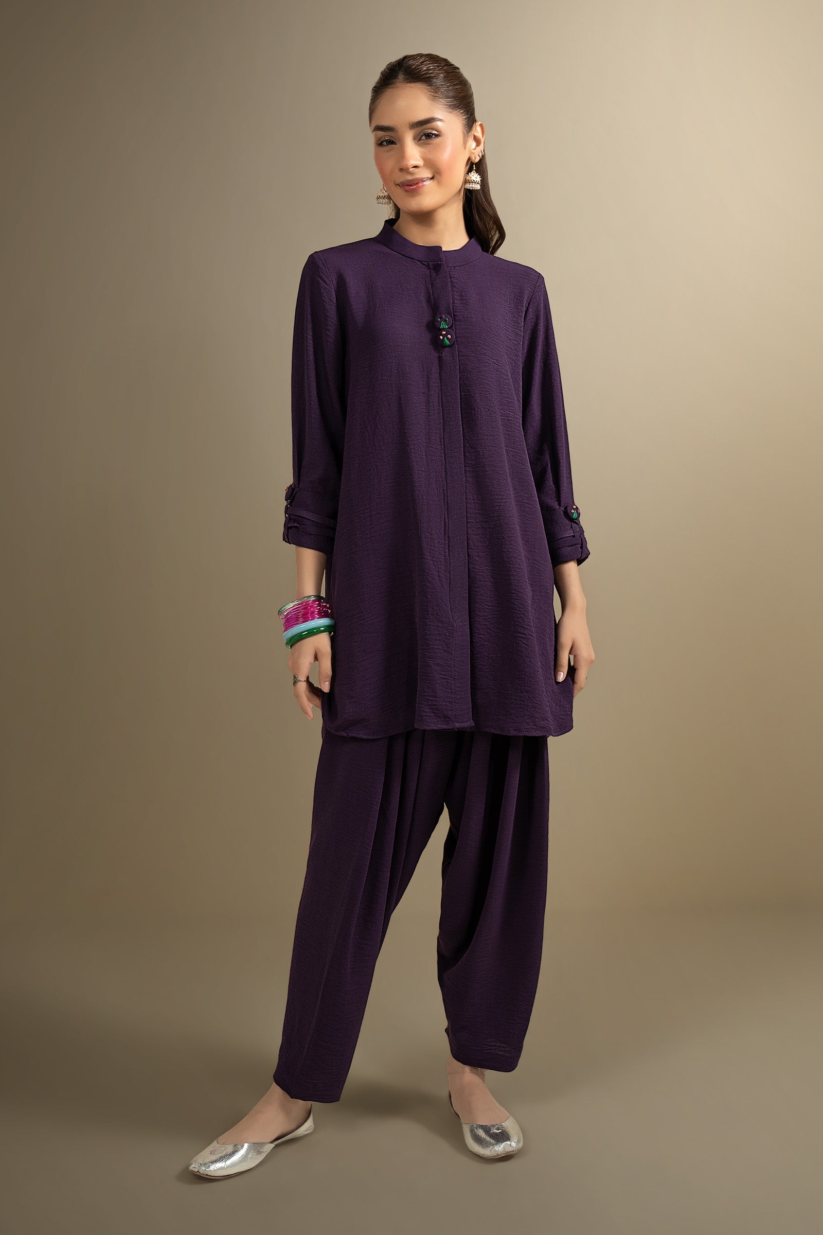 2 Pc Dyed Stretch Crepe Suit