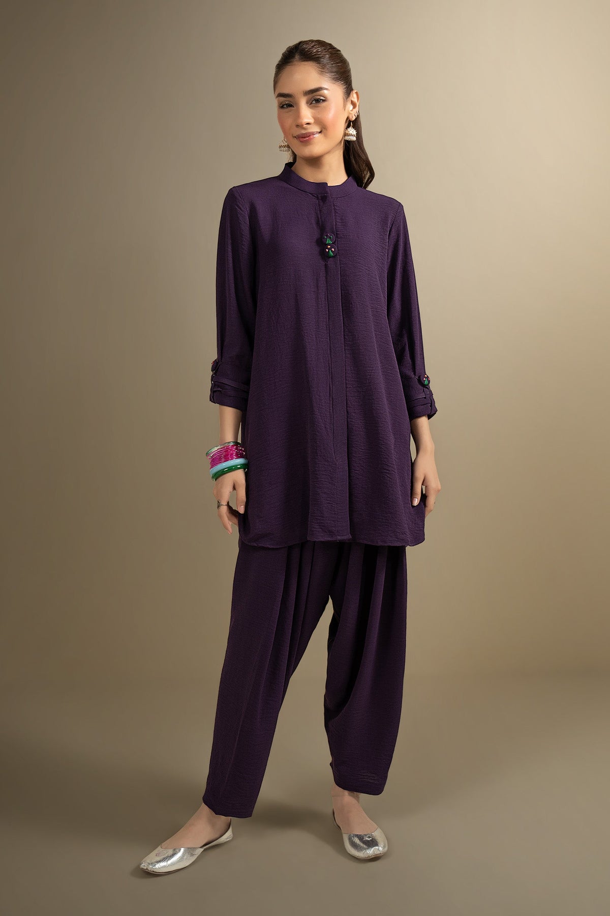2 Pc Dyed Stretch Crepe Suit