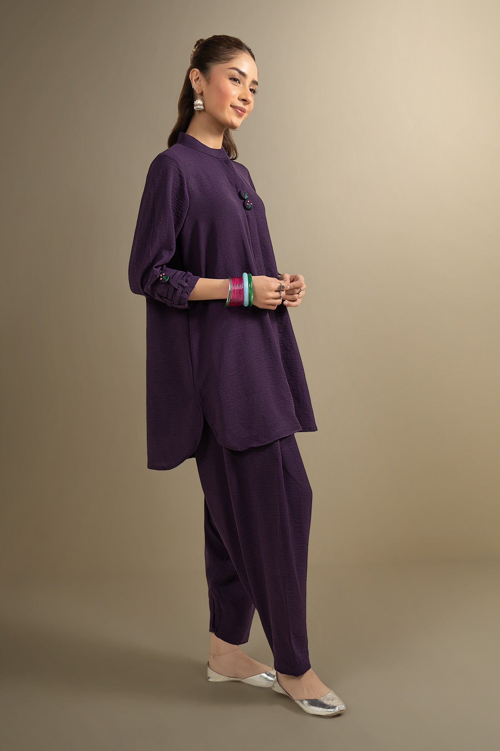 2 Pc Dyed Stretch Crepe Suit