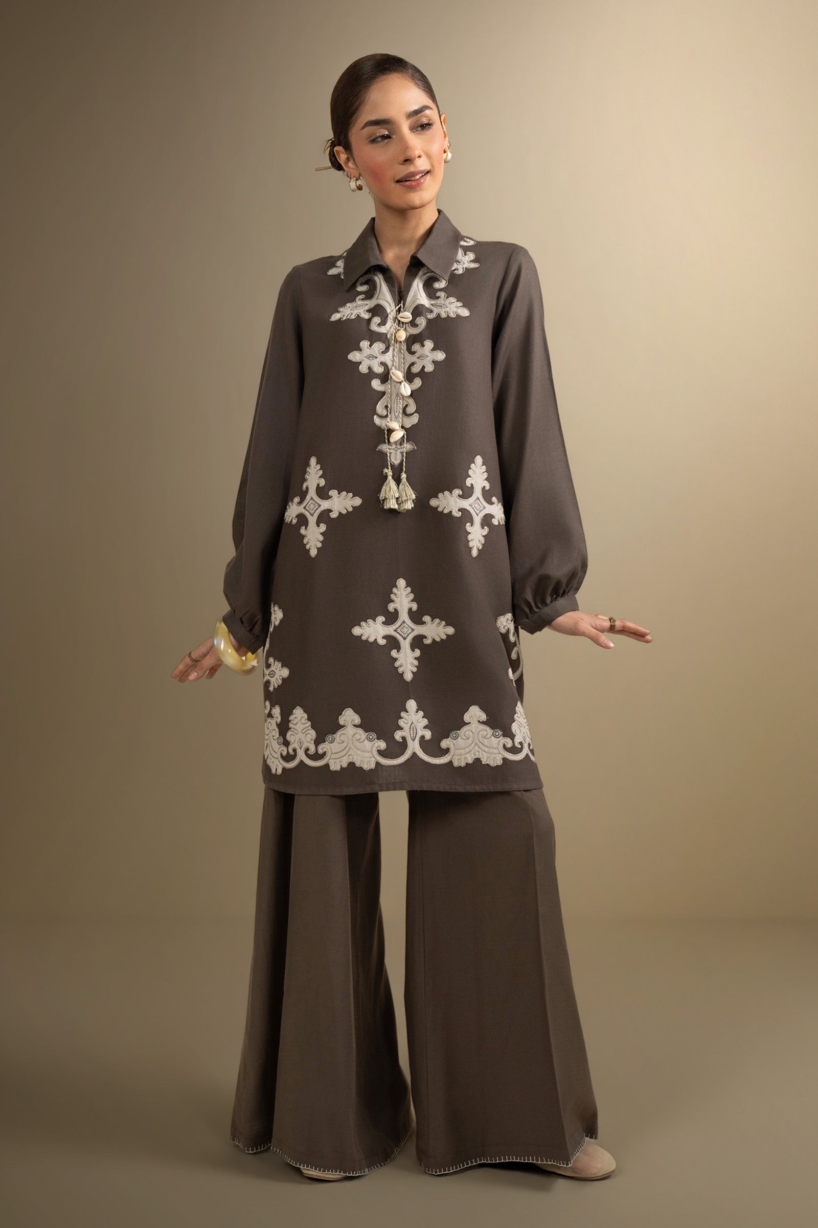 2 Pc Embroidered Cotton Dobby Suit
