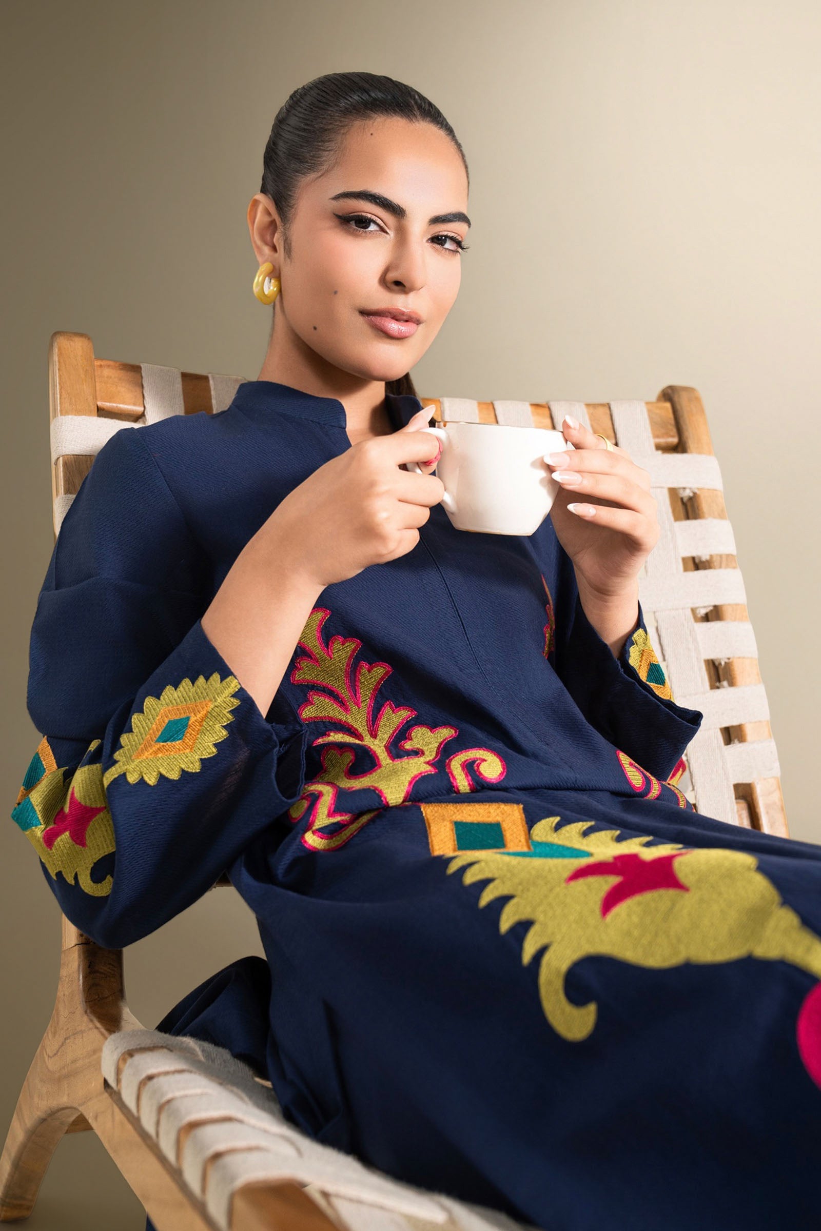 2 Pc Embroidered Cotton Dobby Suit