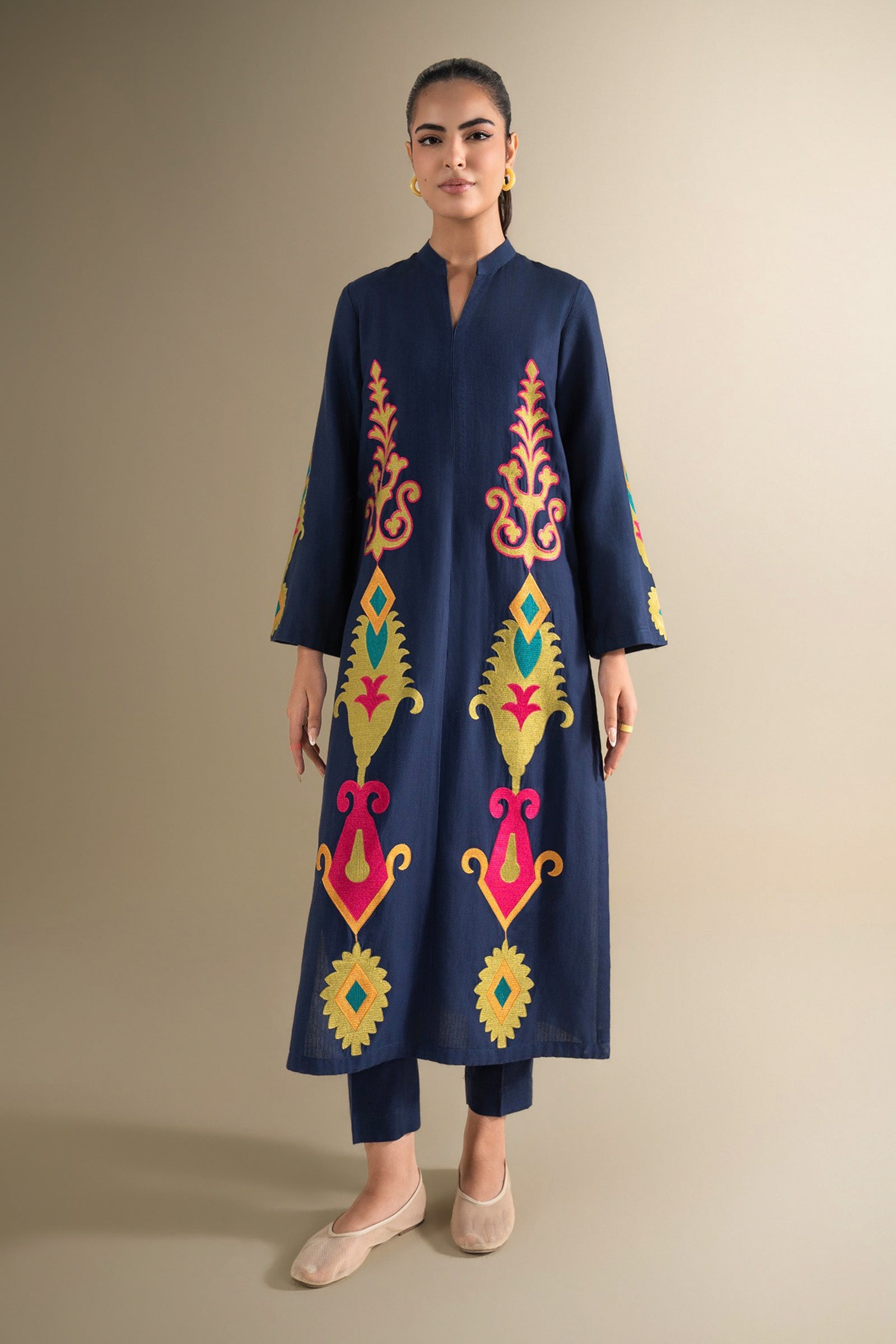 2 Pc Embroidered Cotton Dobby Suit