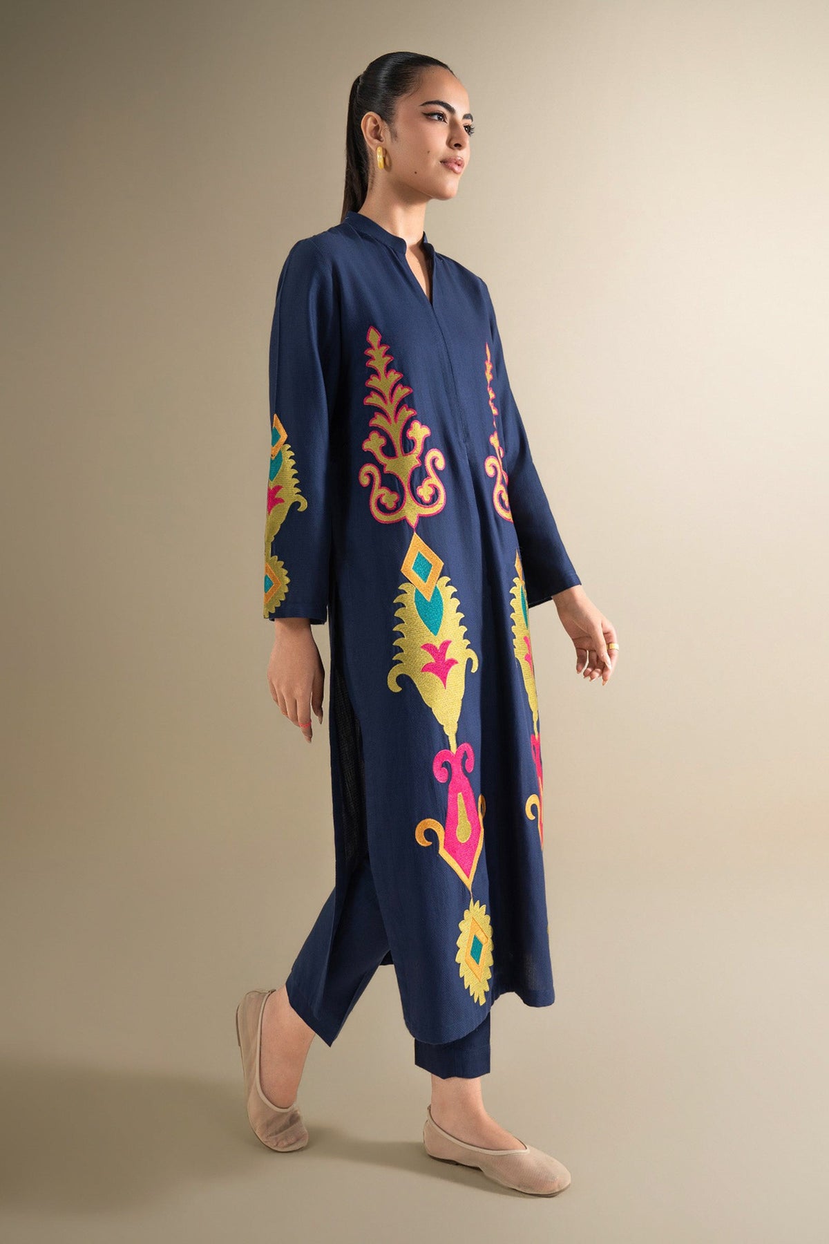 2 Pc Embroidered Cotton Dobby Suit