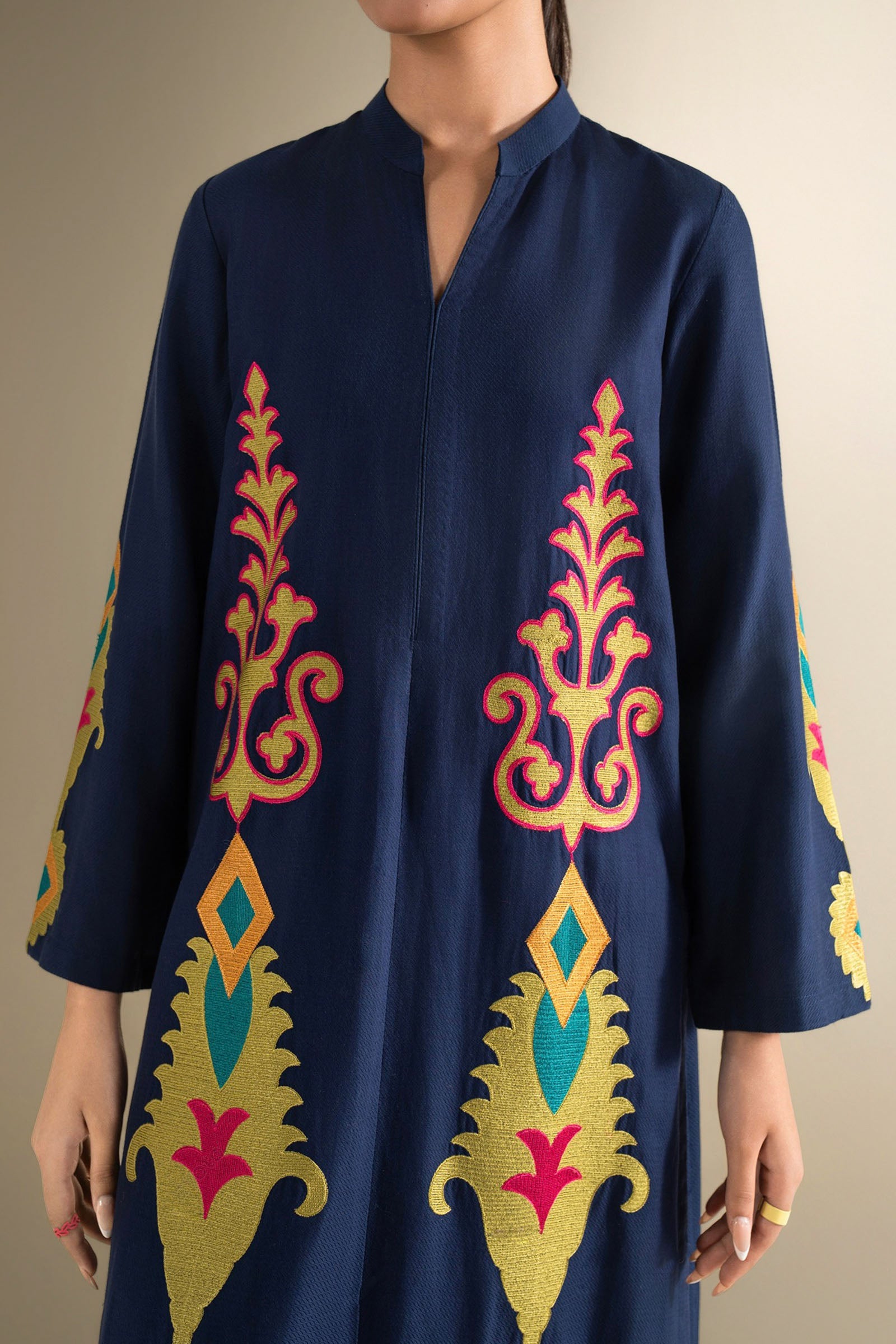 2 Pc Embroidered Cotton Dobby Suit