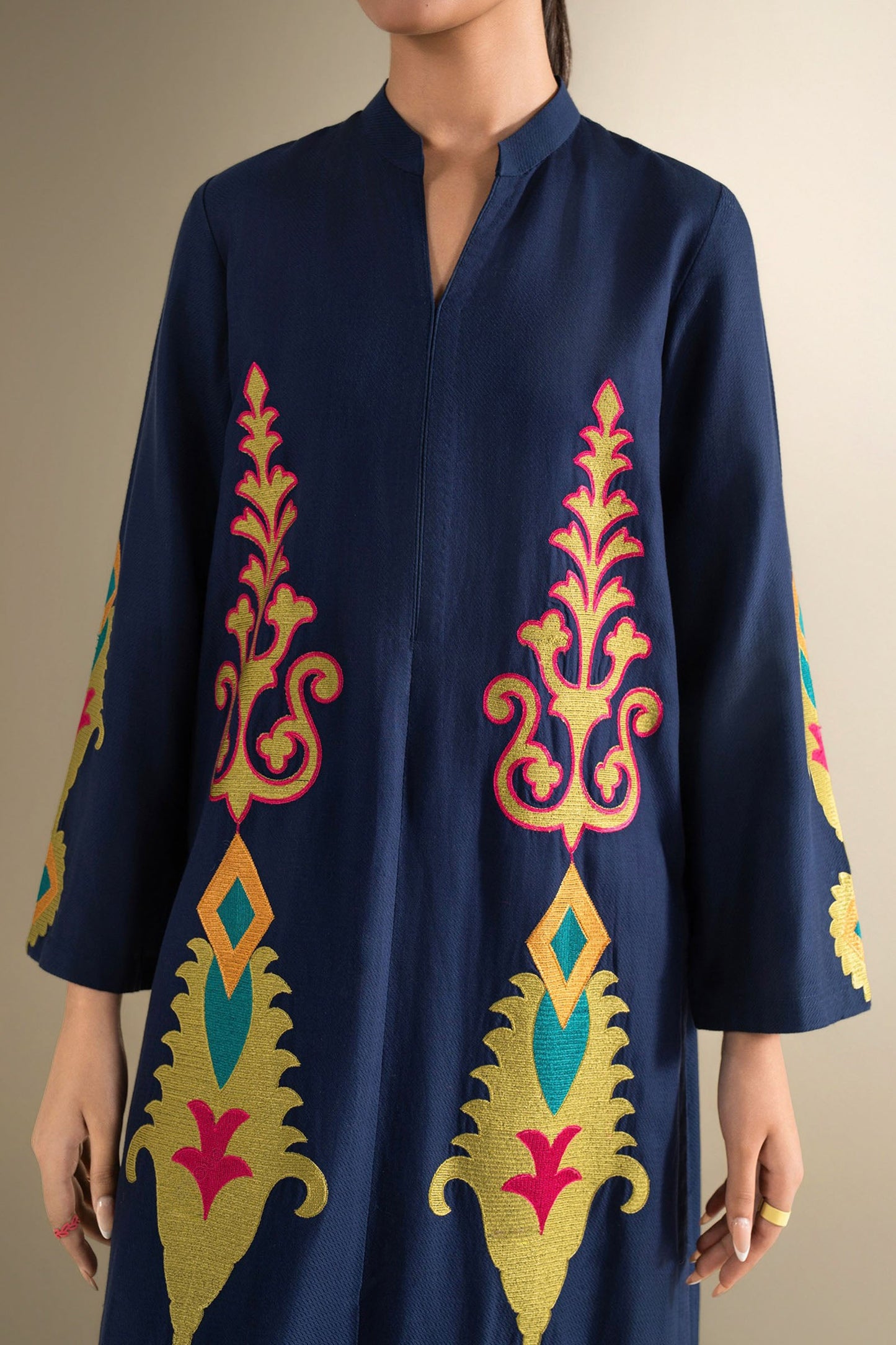 2 Pc Embroidered Cotton Dobby Suit