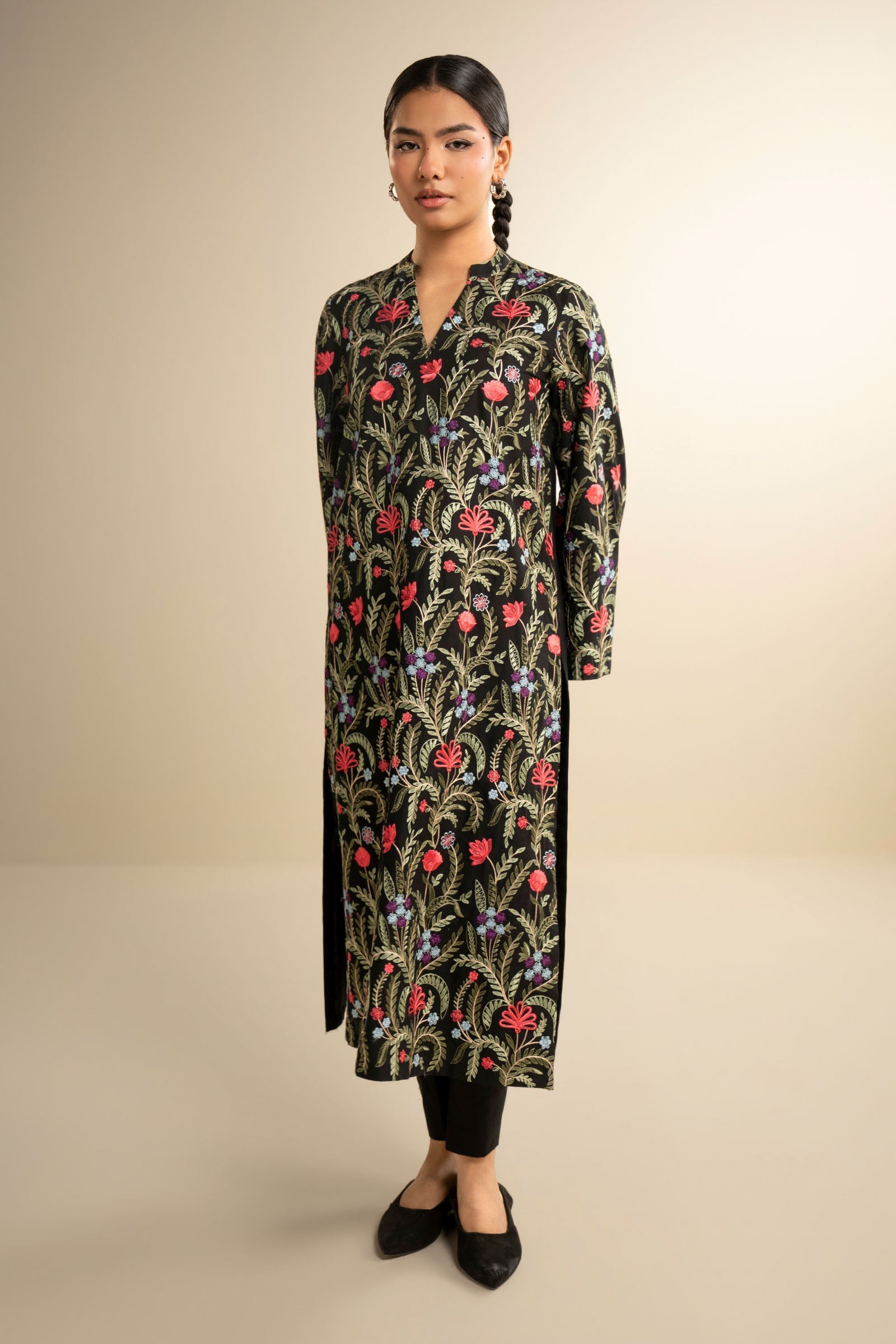 2 Pc Embroidered Cambric Suit
