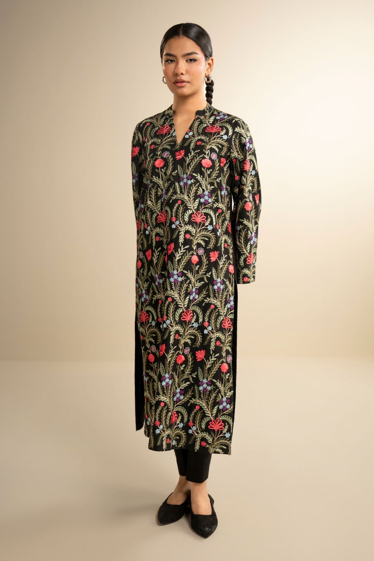 2 Pc Embroidered Cambric Suit