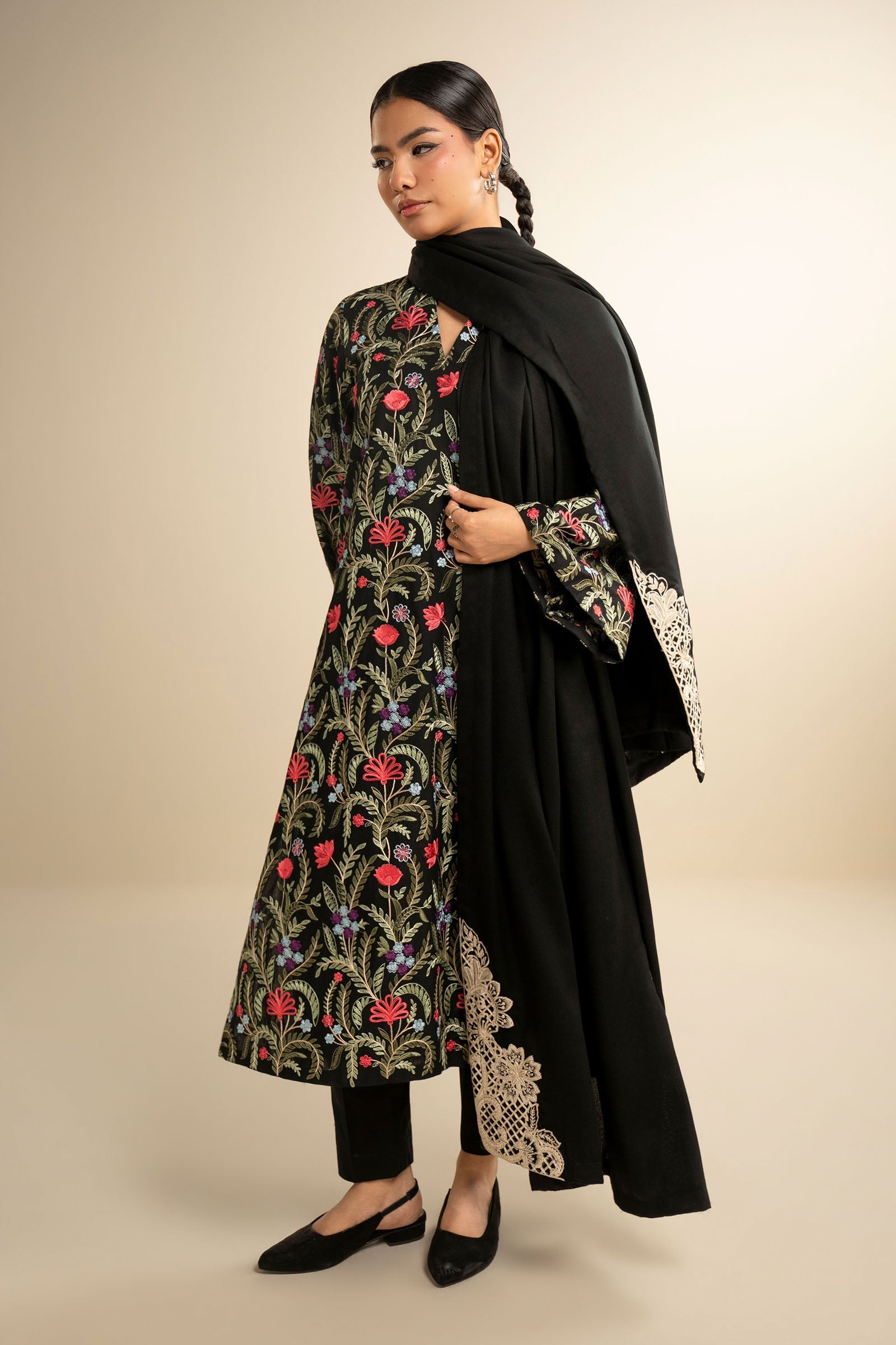2 Pc Embroidered Cambric Suit