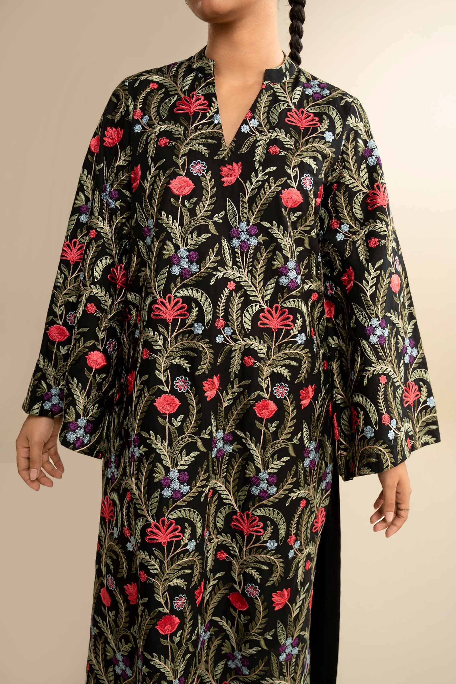 2 Pc Embroidered Cambric Suit
