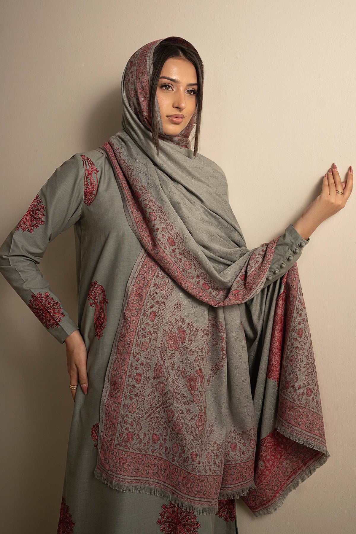 3 Pc Embroidered Twill Suit
