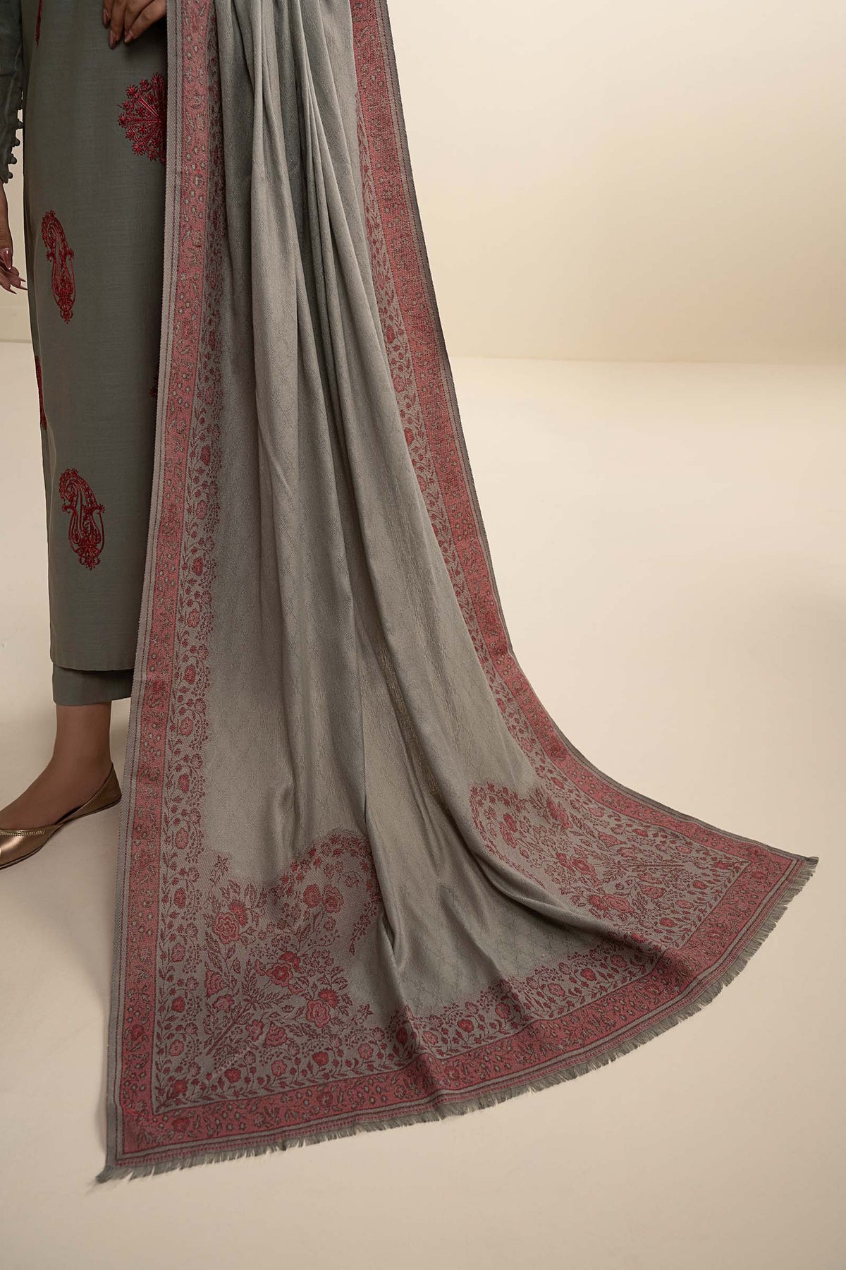 3 Pc Embroidered Twill Suit