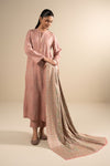 3 Pc Embroidered Linen Twill Suit