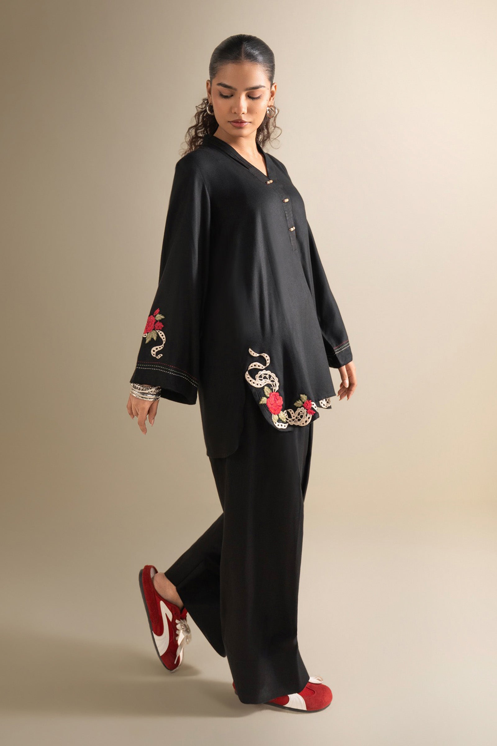 2 Pc Embroidered Twill Suit