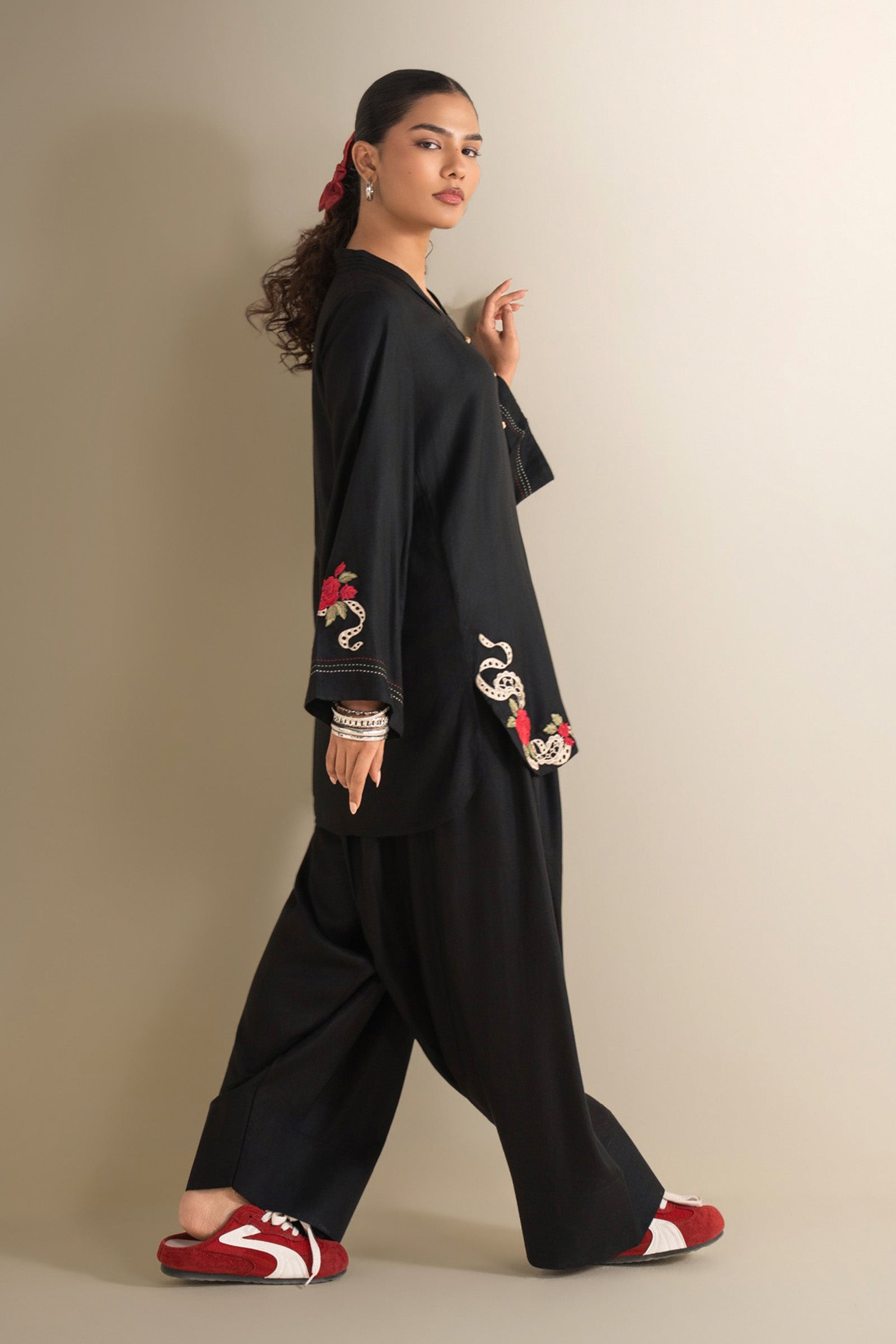 2 Pc Embroidered Twill Suit