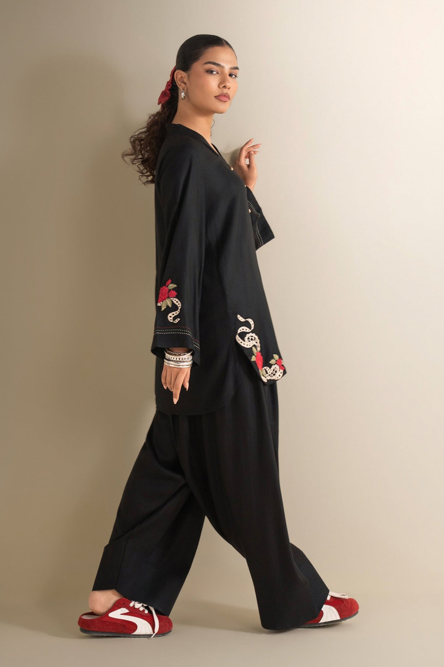2 Pc Embroidered Twill Suit
