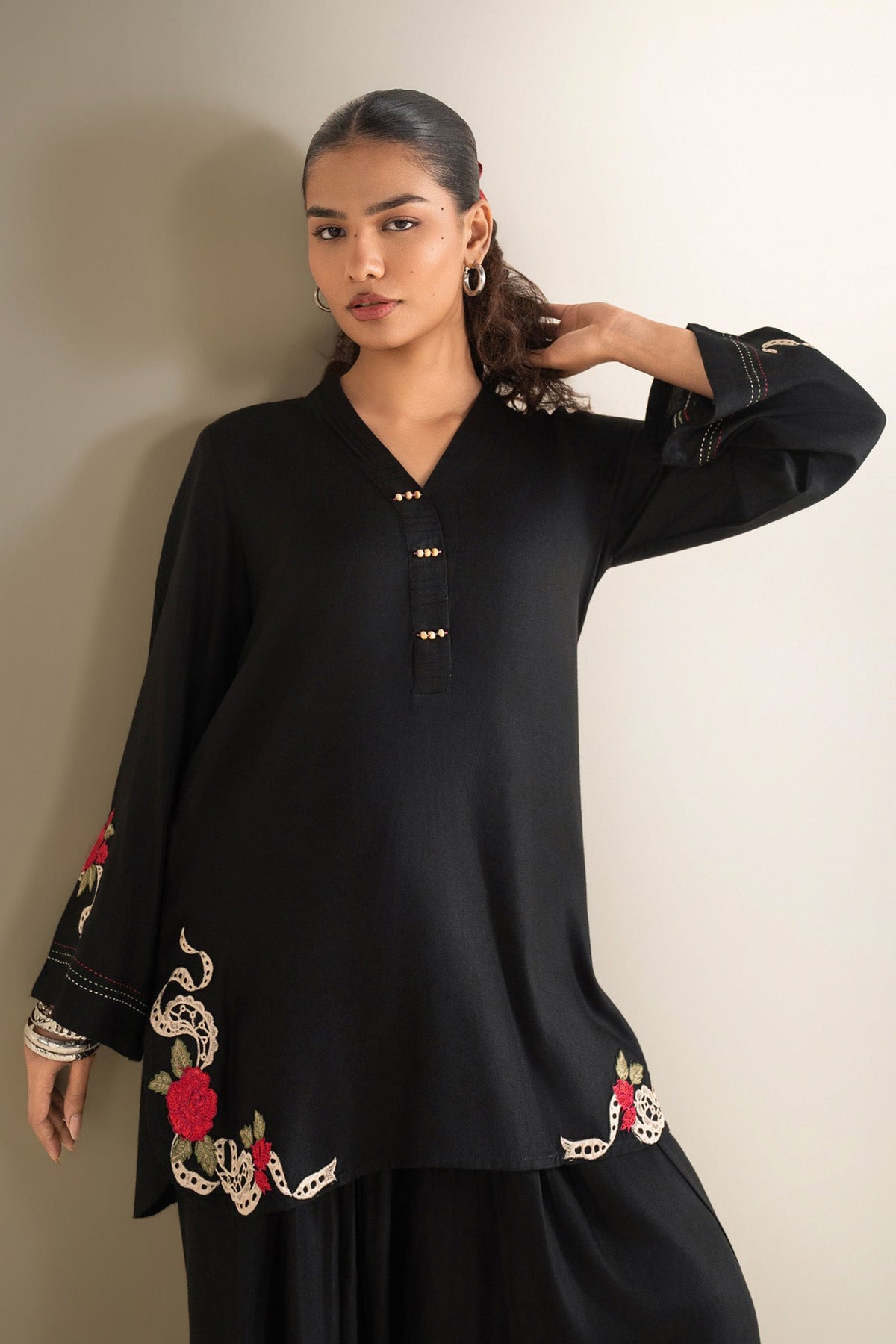 2 Pc Embroidered Twill Suit
