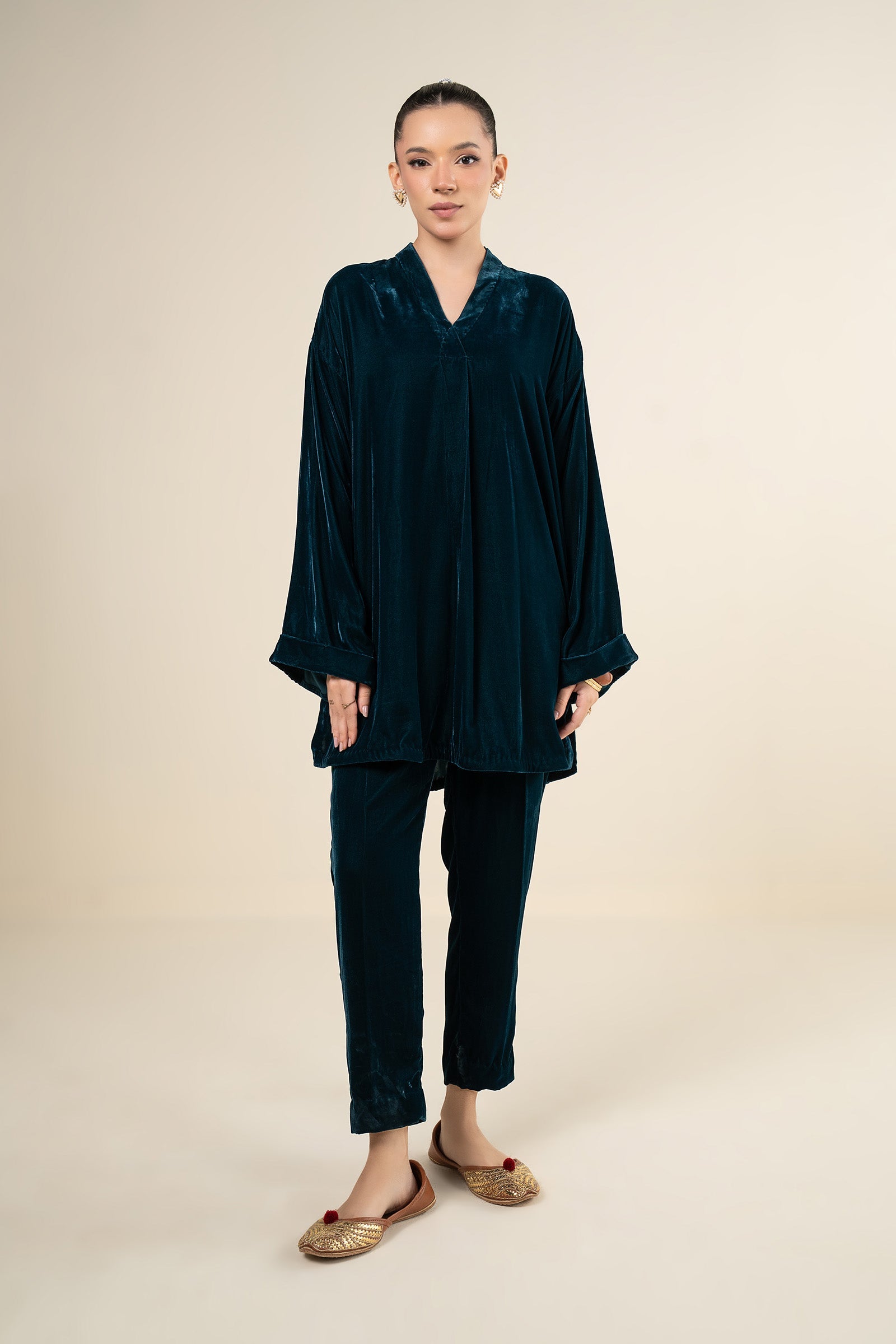 2 Pc Dyed Velvet Suit