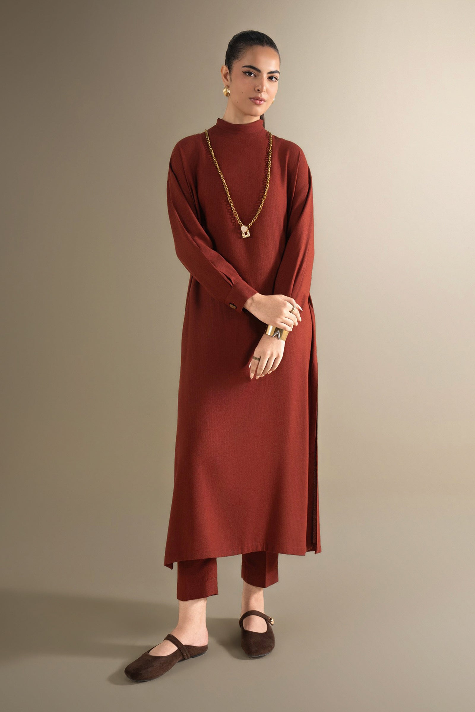 2 Pc Dyed Rib Karandi Suit