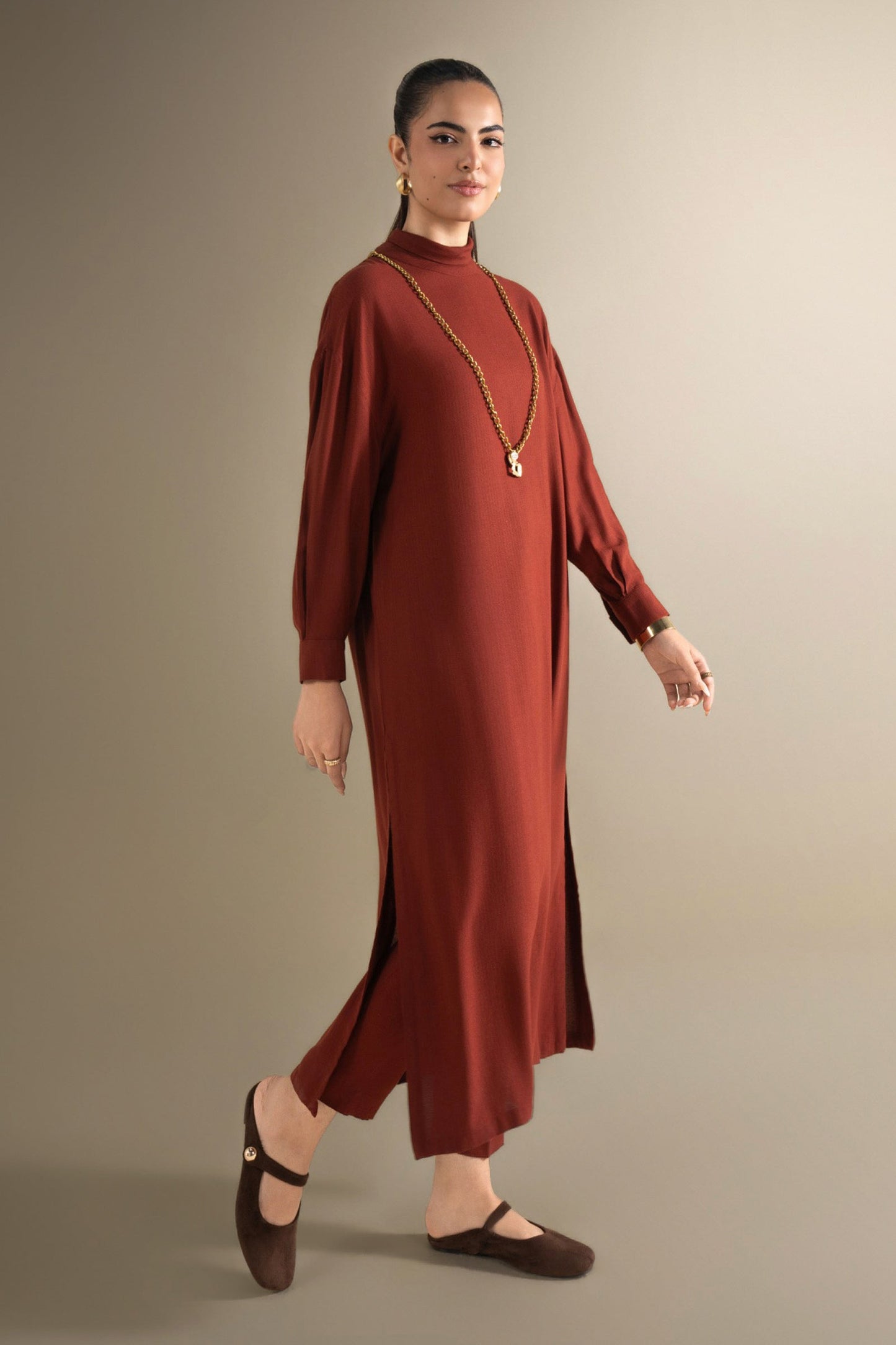 2 Pc Dyed Rib Karandi Suit