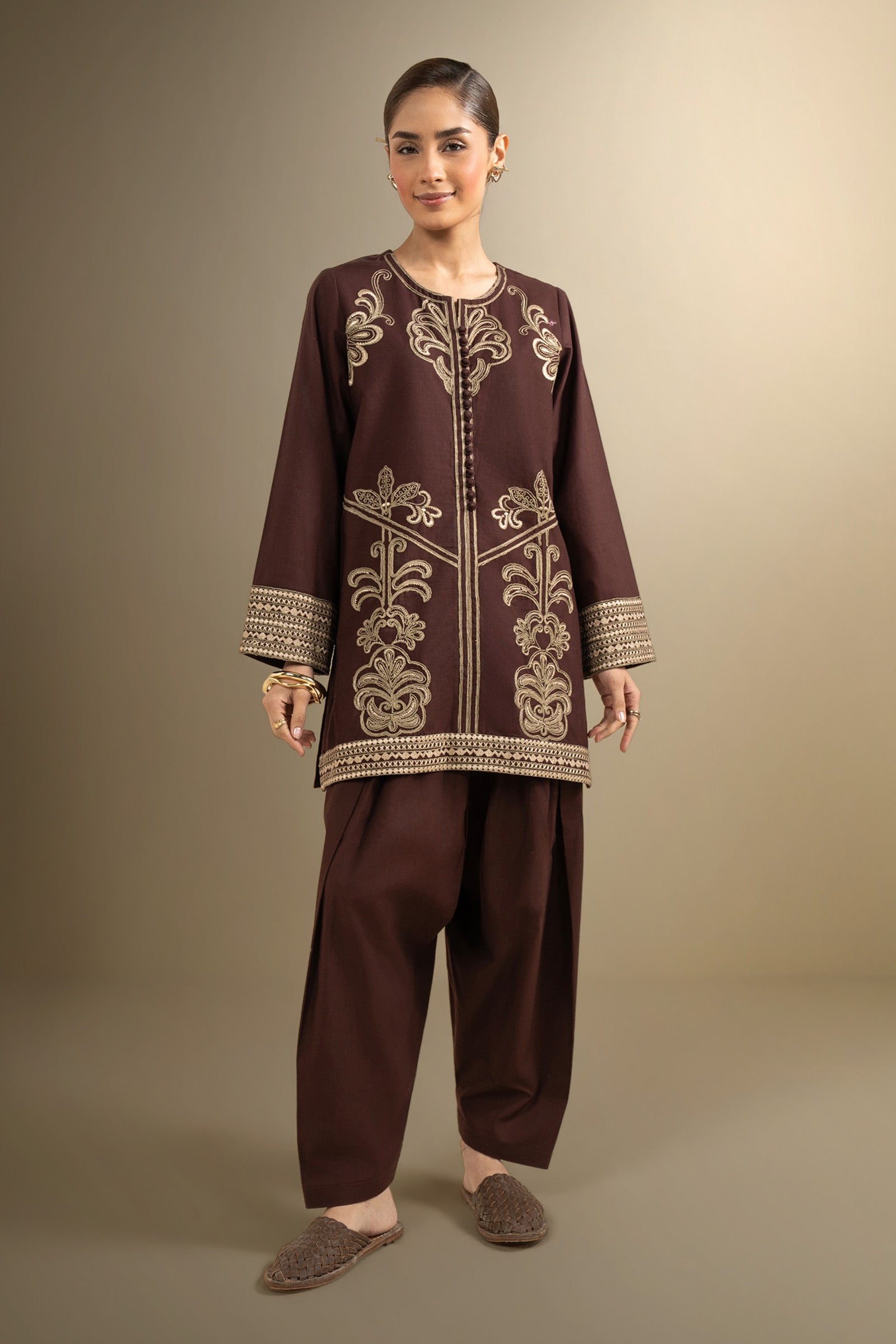 2 Pc Embroidered Crosshatch Suit