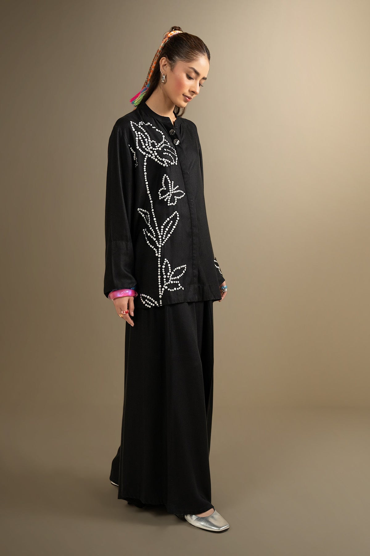 2 Pc Embellished Twill Suit
