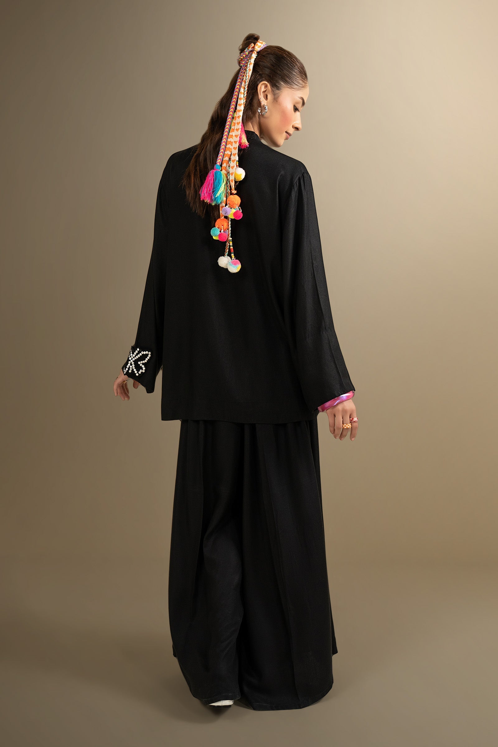 2 Pc Embellished Twill Suit