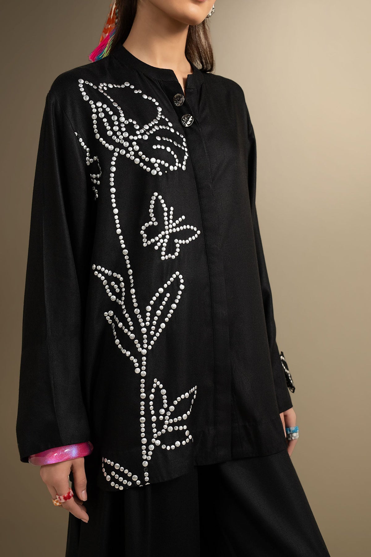 2 Pc Embellished Twill Suit