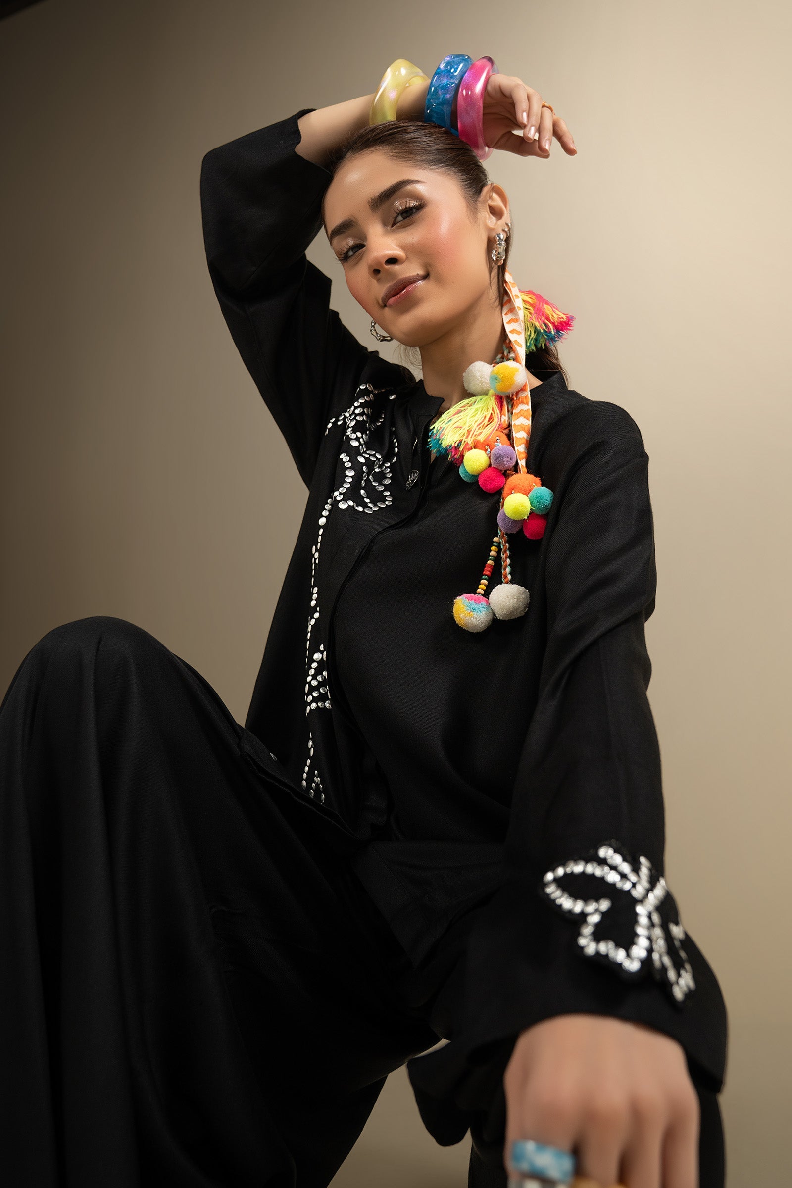 2 Pc Embellished Twill Suit