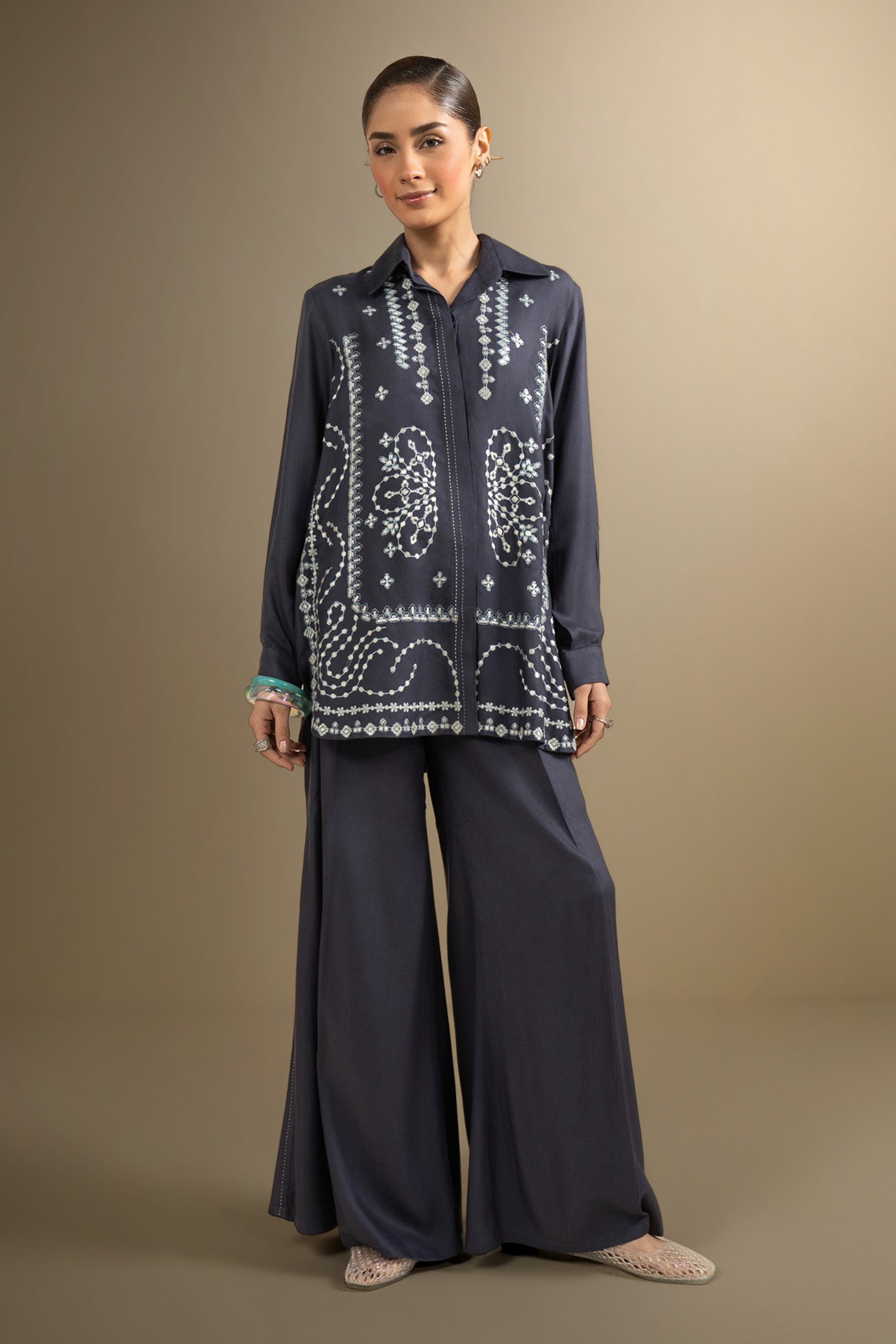 2 Pc Embroidered Twill Suit