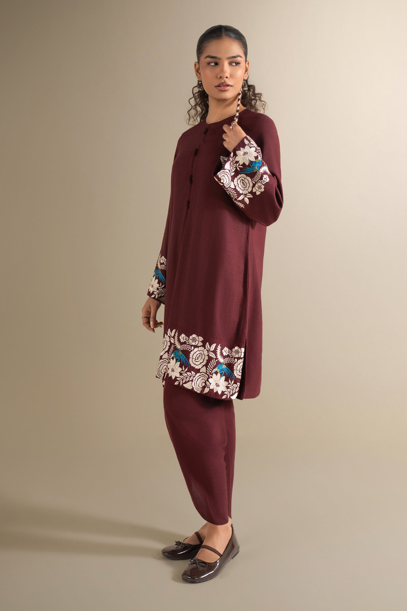 2 Pc Embroidered Rib Karandi Suit