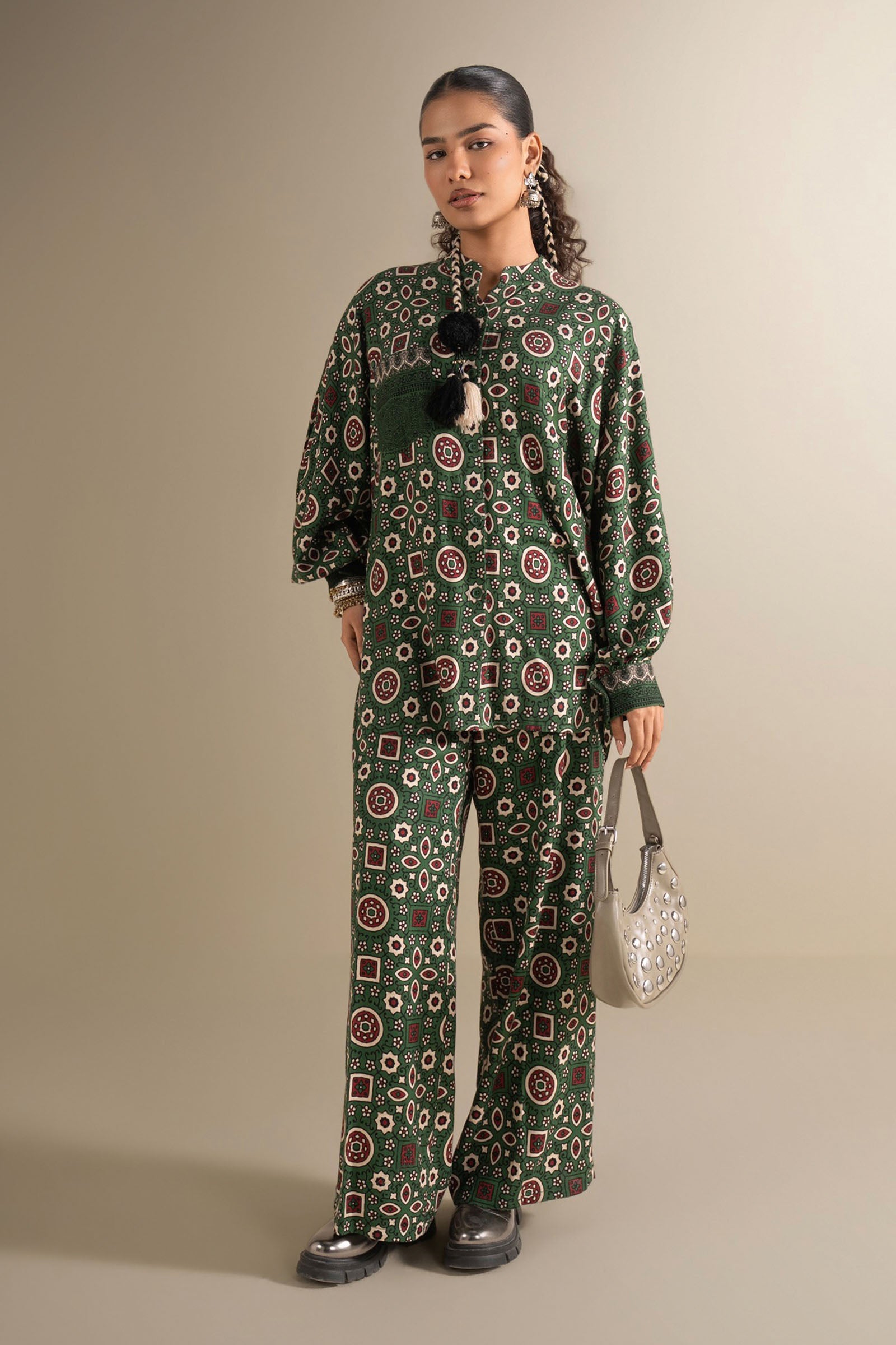 2 Pc Printed Twill Suit