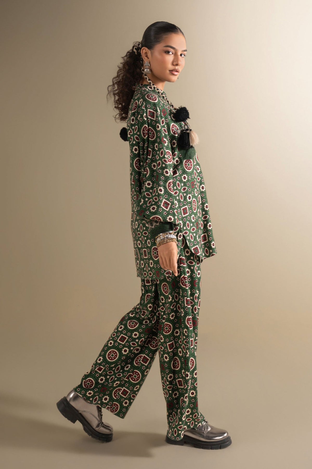 2 Pc Printed Twill Suit