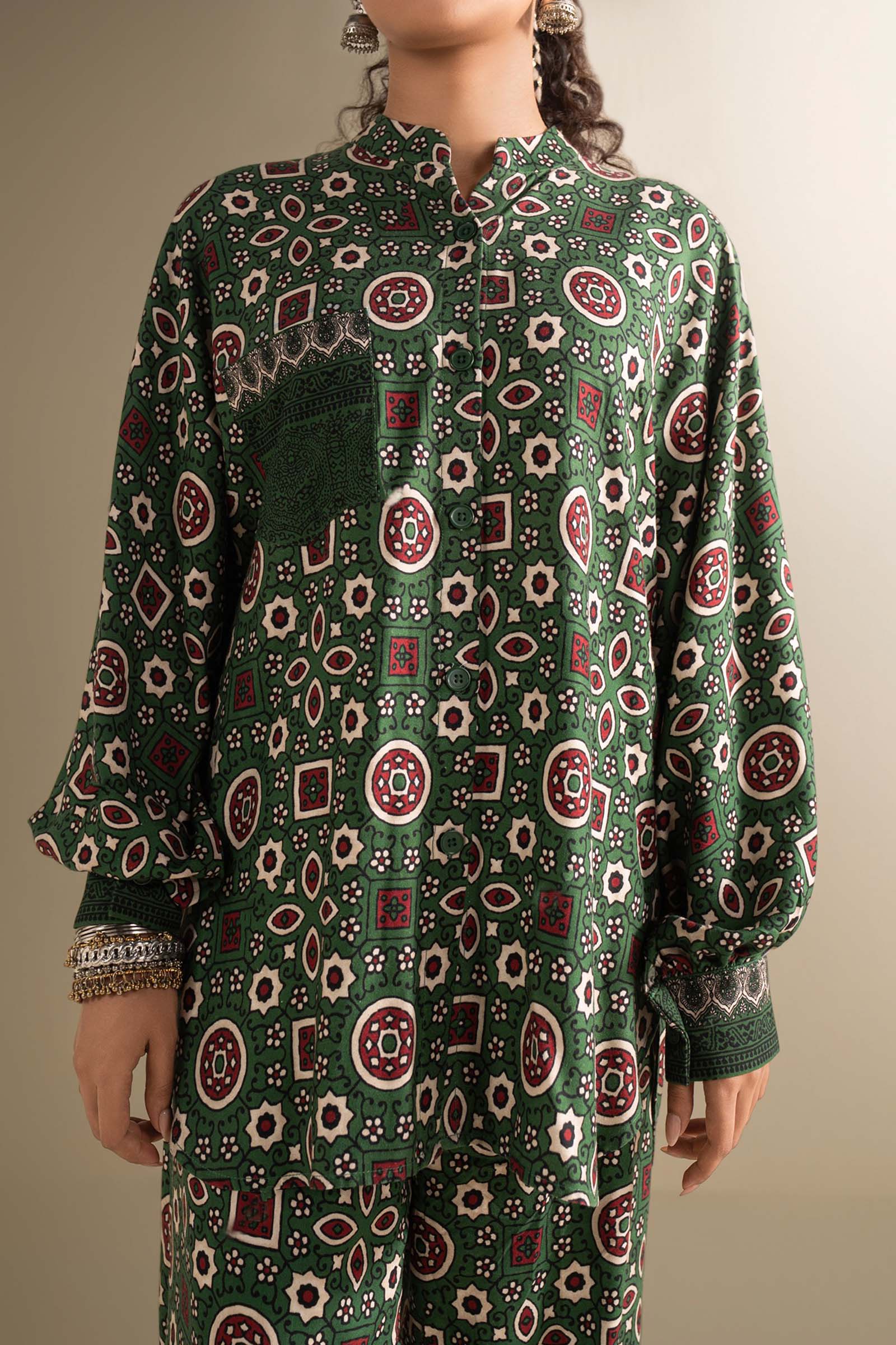 2 Pc Printed Twill Suit