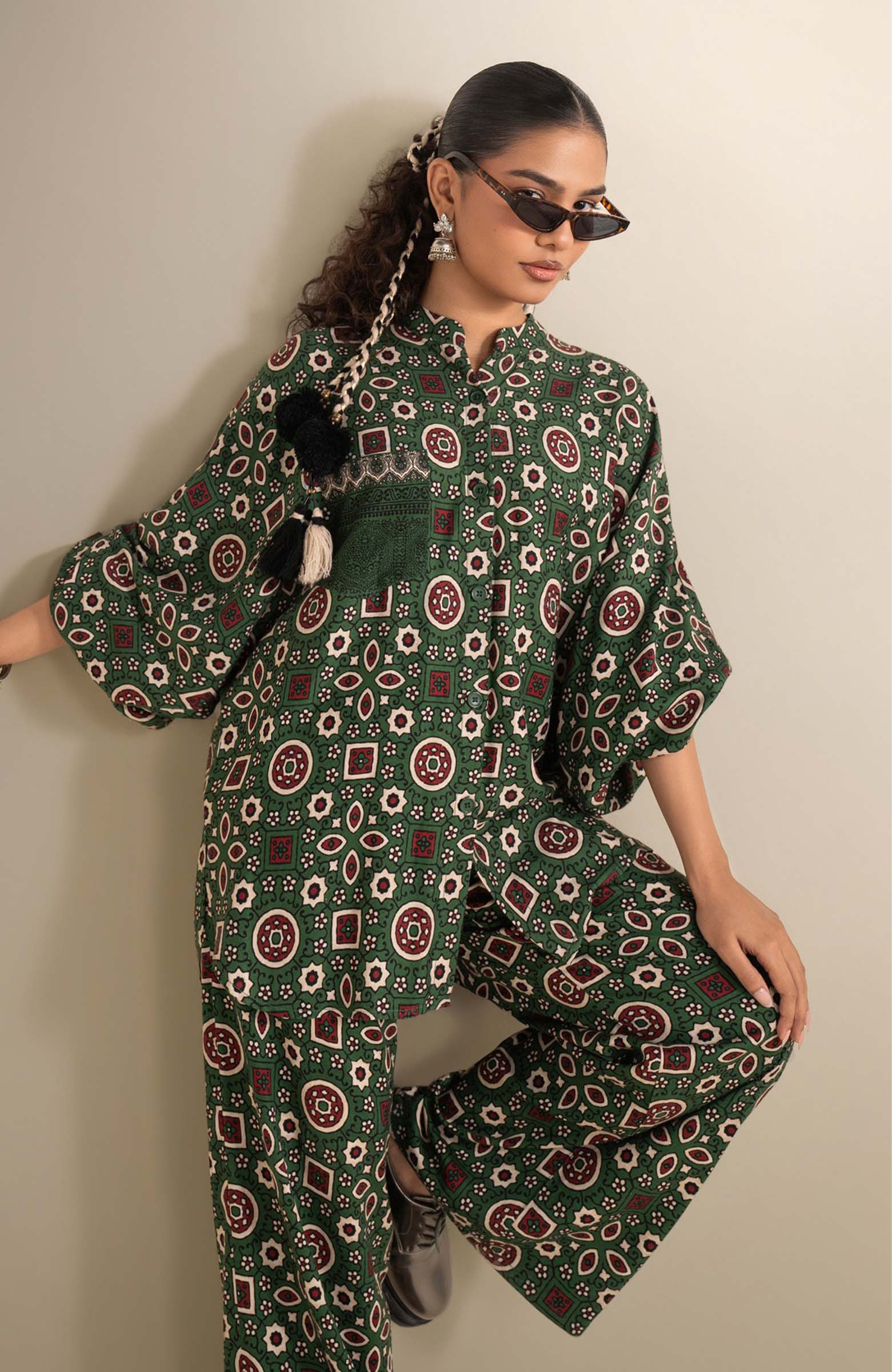 2 Pc Printed Twill Suit