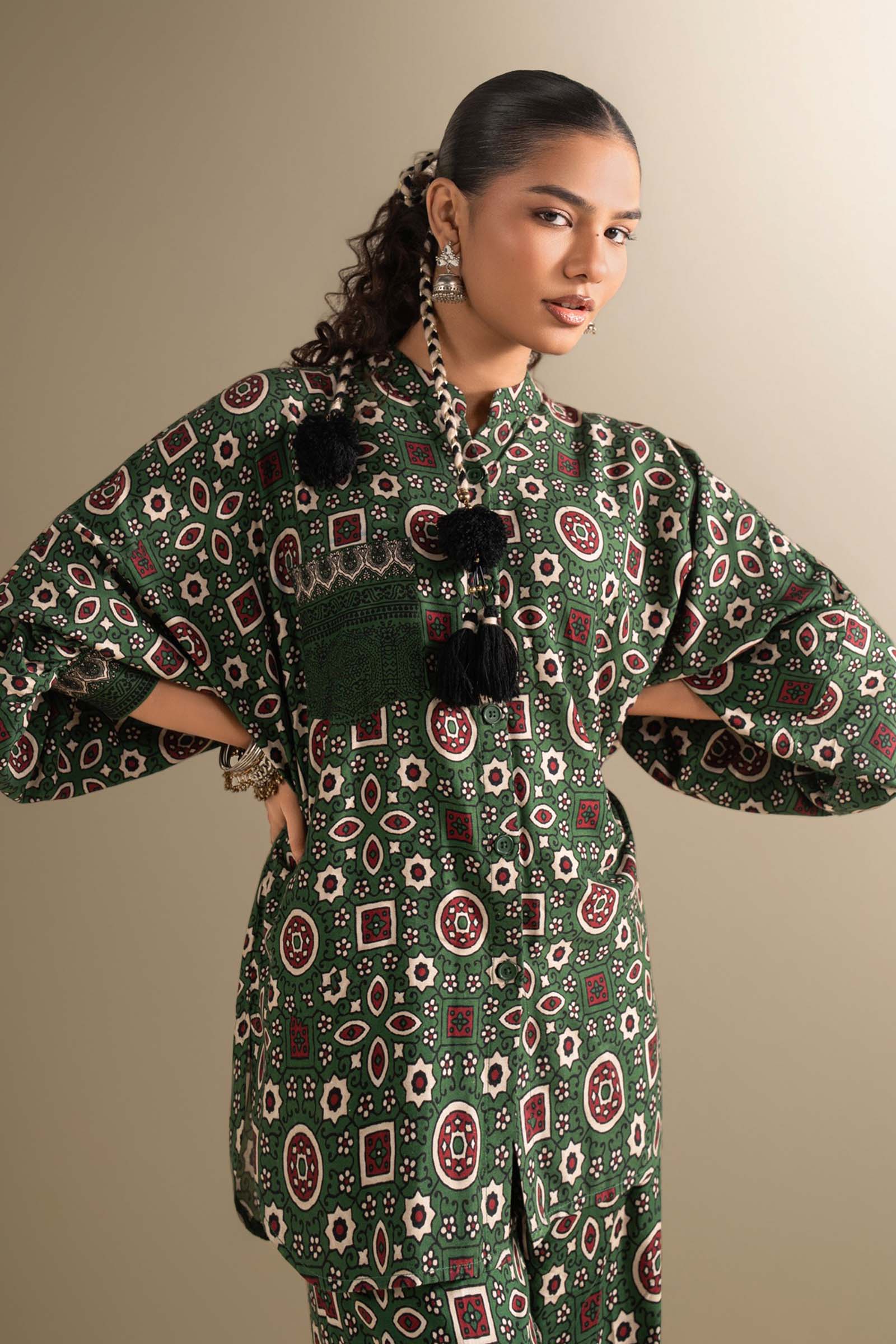 2 Pc Printed Twill Suit