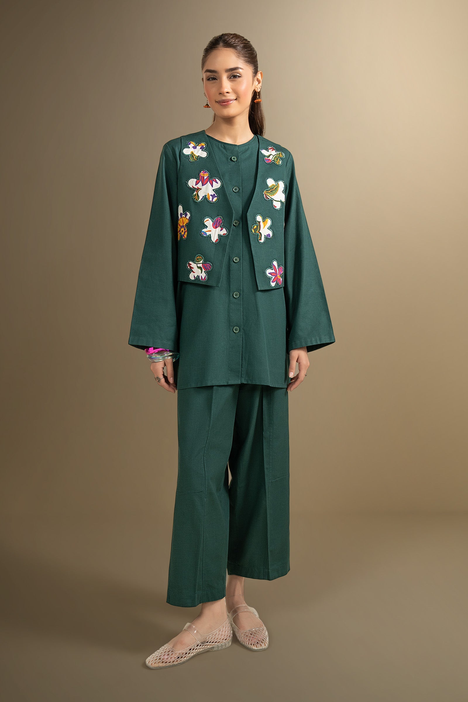 3 Pc Embroidered Khaddar Suit