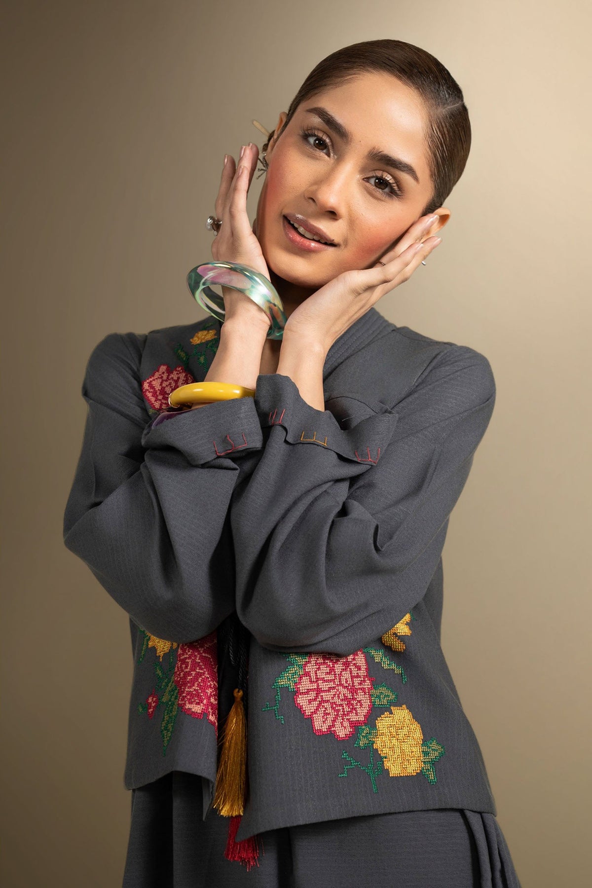 2 Pc Embroidered Twill Suit