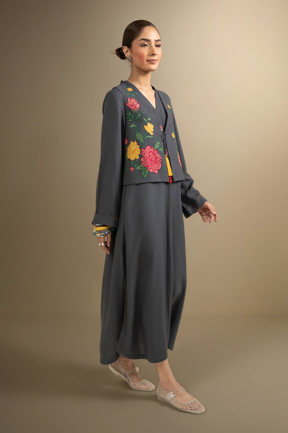 2 Pc Embroidered Twill Suit