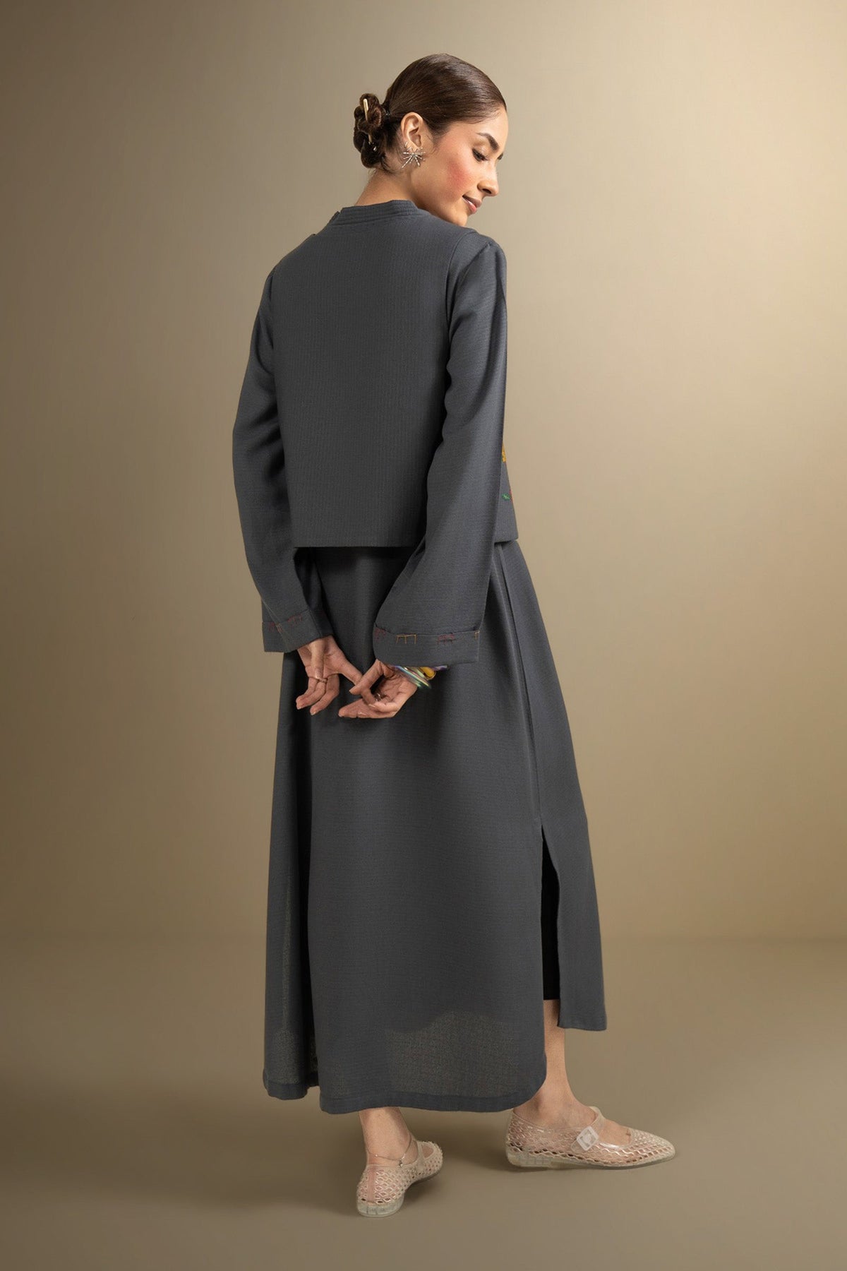 2 Pc Embroidered Twill Suit