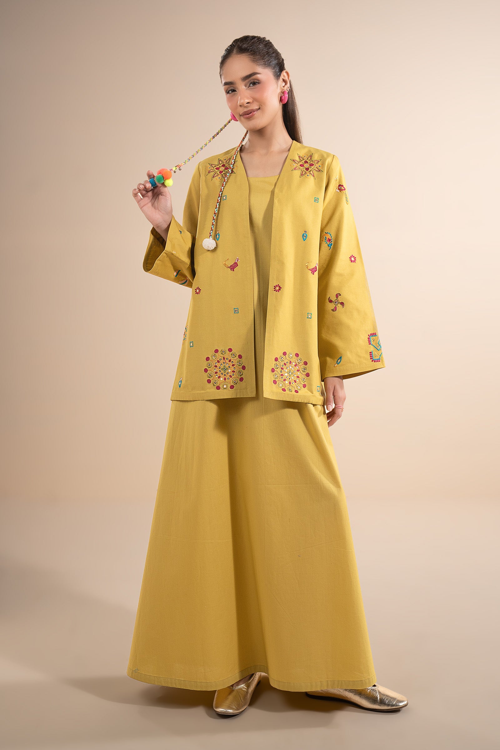 2 Pc Embroidered Linen Suit